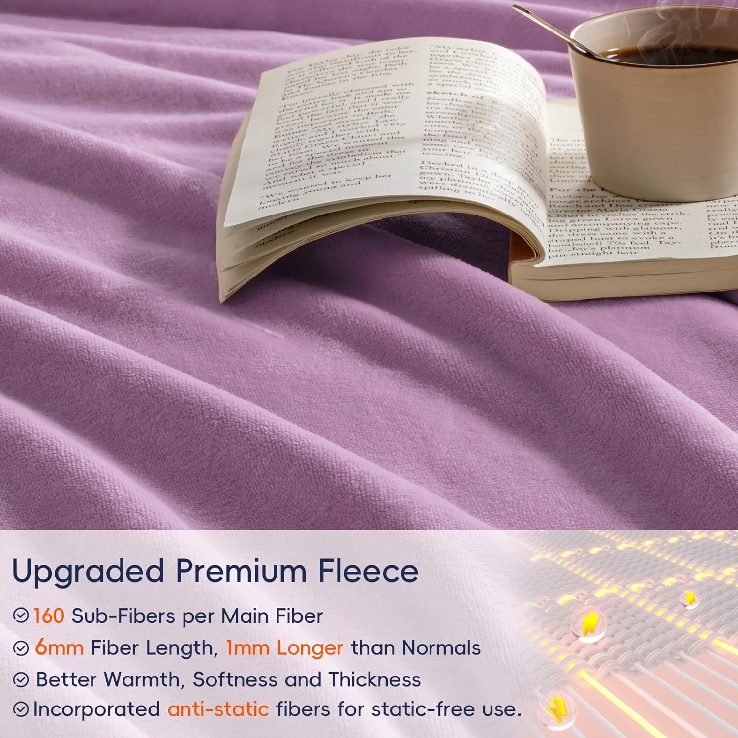 PHF Ultra Soft Fleece Blanket King Size, No Shed No Pilling Luxury Plush Cozy 300GSM Lightweight Blanket for Bed, Couch, Chair, Sofa Suitable for All Season, 108" x 90", Valerian