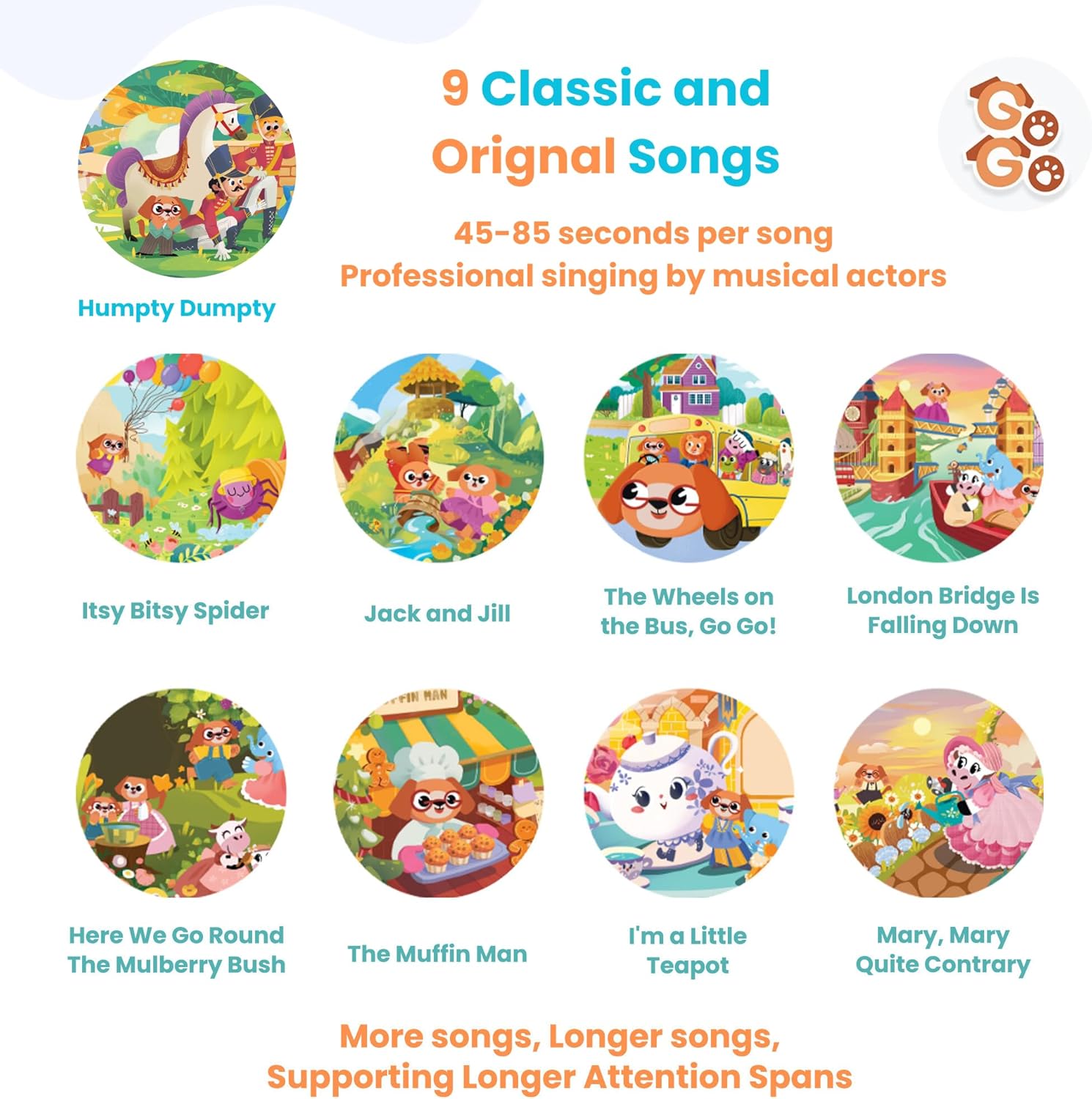 GO GO Creative Nursery Rhymes: Nursery Rhyme Books, Sound Books, 9 Songs, Musical Books for Toddlers 1-3, Talking Books for Toddlers 1-3, Music Books for Toddlers 1-3, Baby Music Book