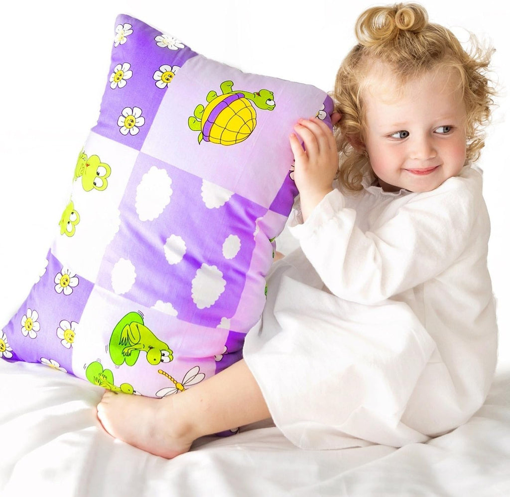 Toddler Pillowcase 13x18 by Comfy Turtles, 100 Natural Cotton, or Get a Smile from a Kid with Cute Animals of this Soft Pillow Cover for Boys and Girls (Mauve Turtles)