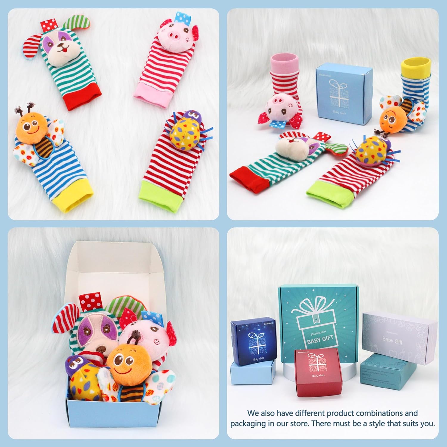 BLOOBLOOMAX Sock rattles for Babies 0-24 Months Baby Animal Foot Finder Educational Toys