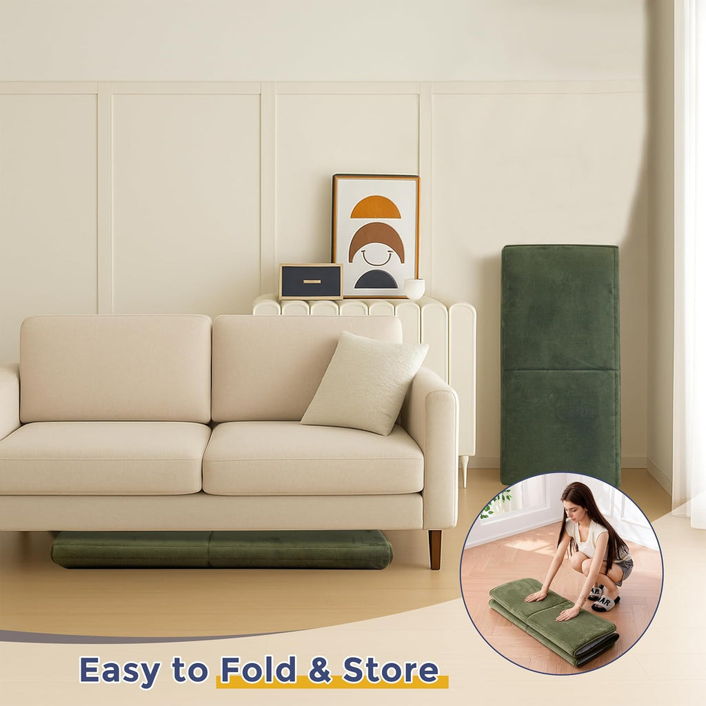 MAXYOYO 1.2" Thick Baby Play Mat for Floor, 36"x60" Foldable Playpen Mat, Tummy Time Foam Mats Ultra Soft Support, Padded Carpet with Non-Slip Backing for Infant,Kids and Toddler Crawling, Green