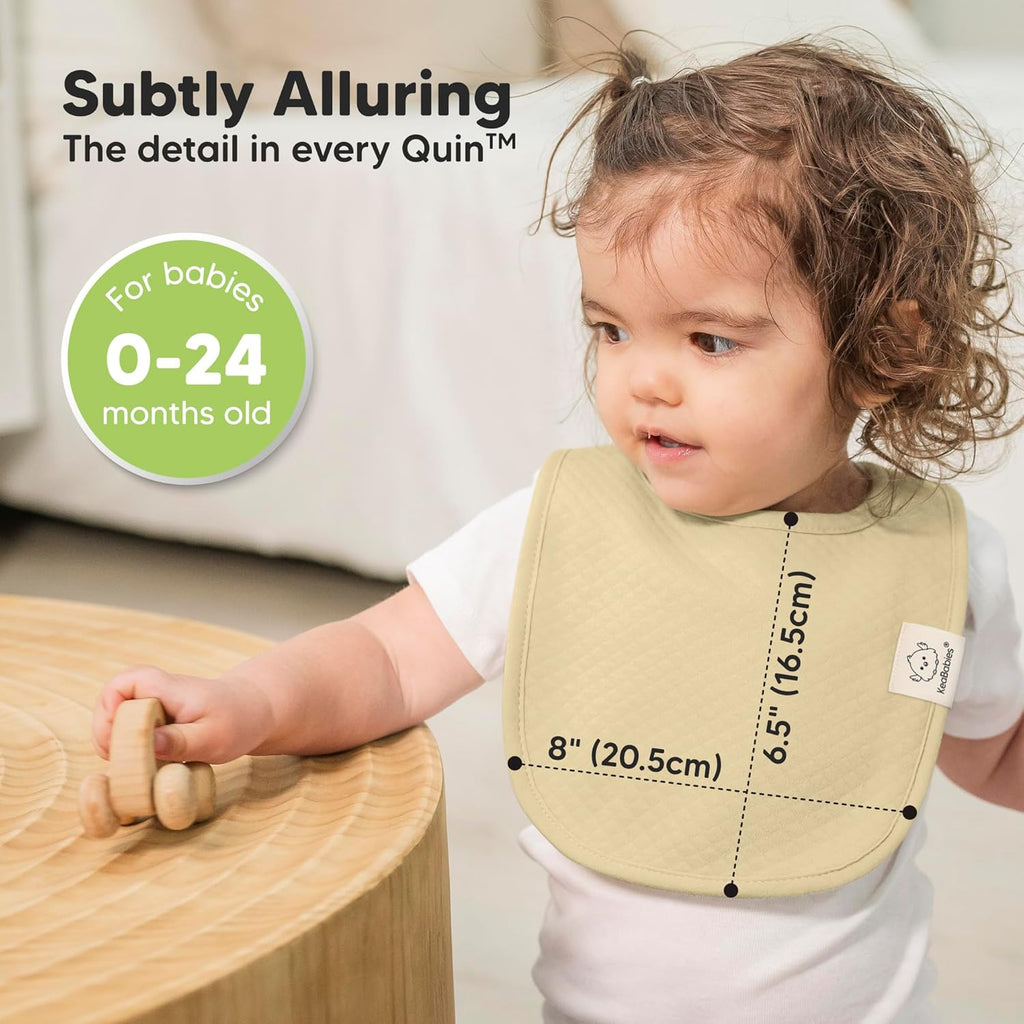 8-Pack Organic Baby Bibs for Girls, Boys - Quilted Cotton Cloth Baby Drool Bibs for Drooling and Teething Toddler, Newborn, Infant, Soft & Super Absorbent (Dew)