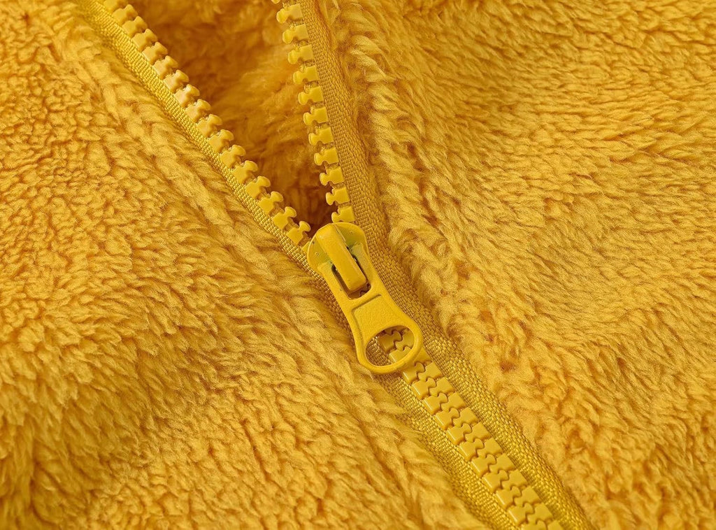 AIWUHE Toddler Boys Girls Hooded Jacket Fleece Hoodie Winter Warm Solid Color Teddy Coat Zip-up Bear Ear Sweater Fall Clothes