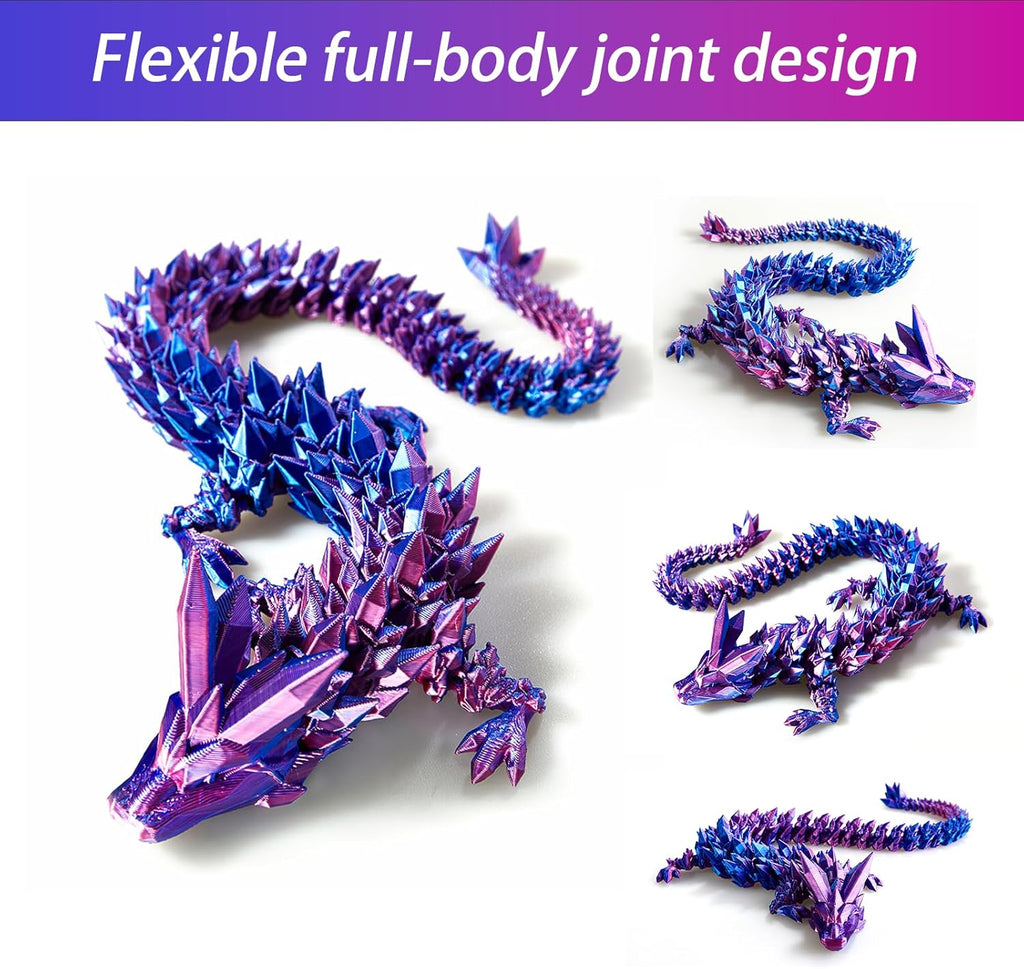 15 inches Dragon with Egg, Purple Dragon Toy,Articulated Crystal Dragon,Fidget Toy Cool