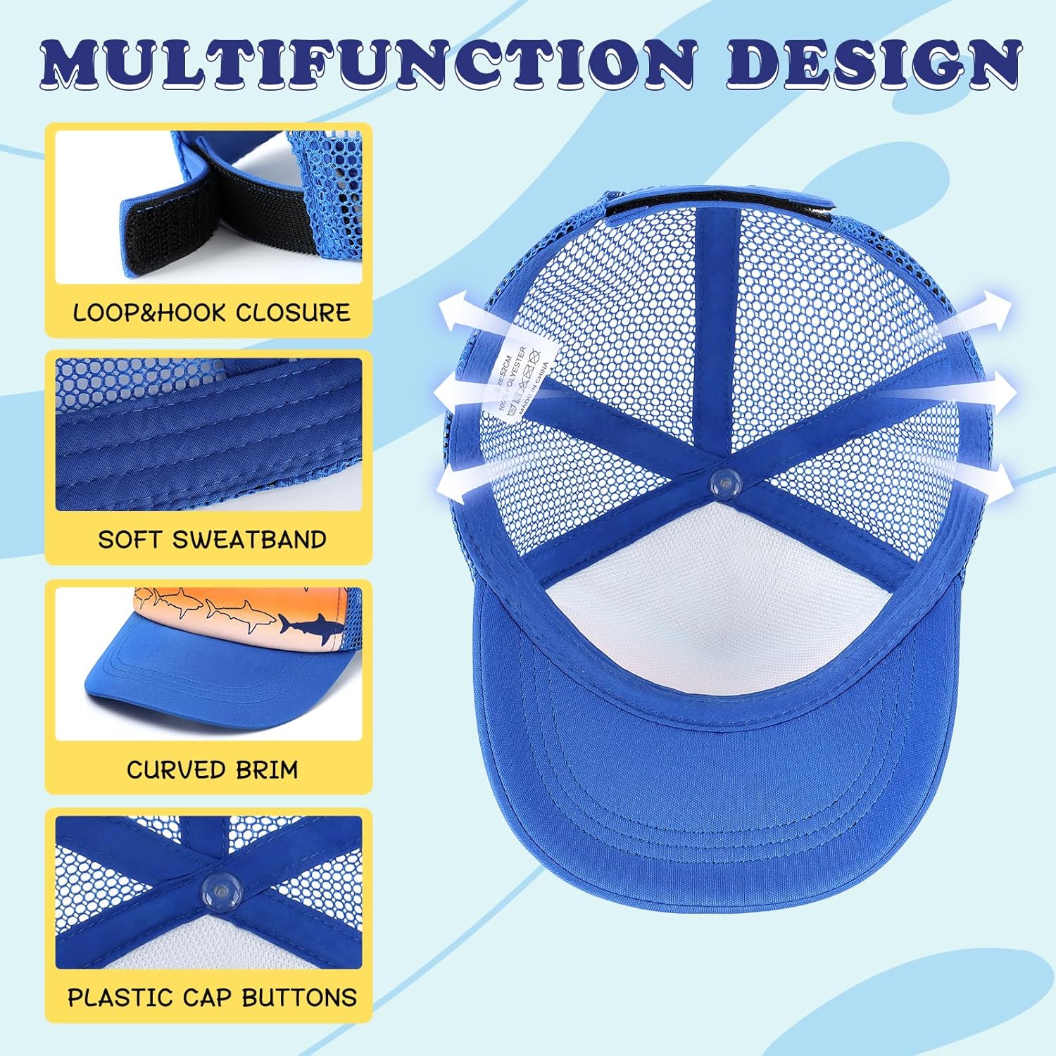 Duoyeree Toddler Baseball Cap Baby Cap Sun hat Print Dinosaur Pattern and Solid Color hat Kids boy Girl Age 0-8t