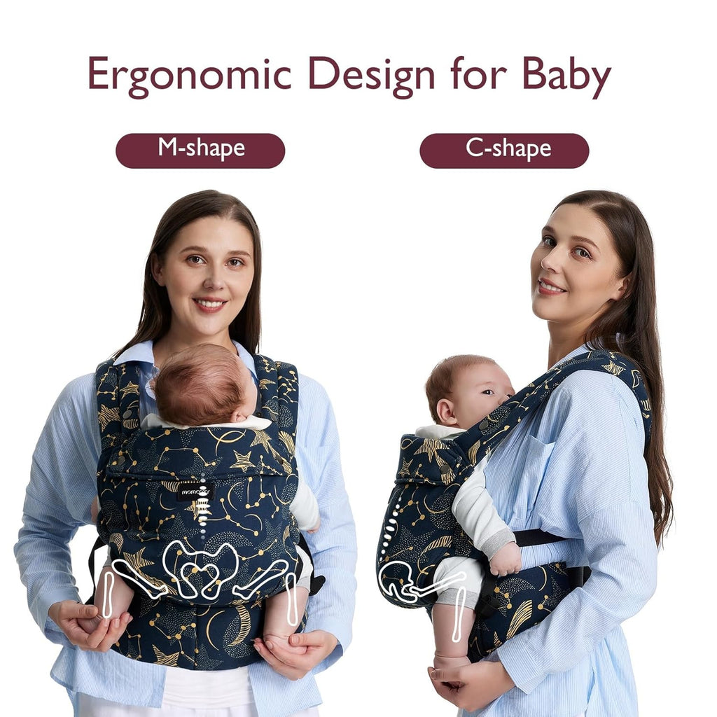 Momcozy Baby Carrier - Ergonomic, Cozy and Lightweight Carrier for 7-44lbs, Effortless to Put On, Ideal for Hands-Free Parenting, Enhanced Lumbar Support, Purehug for Infant to Toddler, Starry Night
