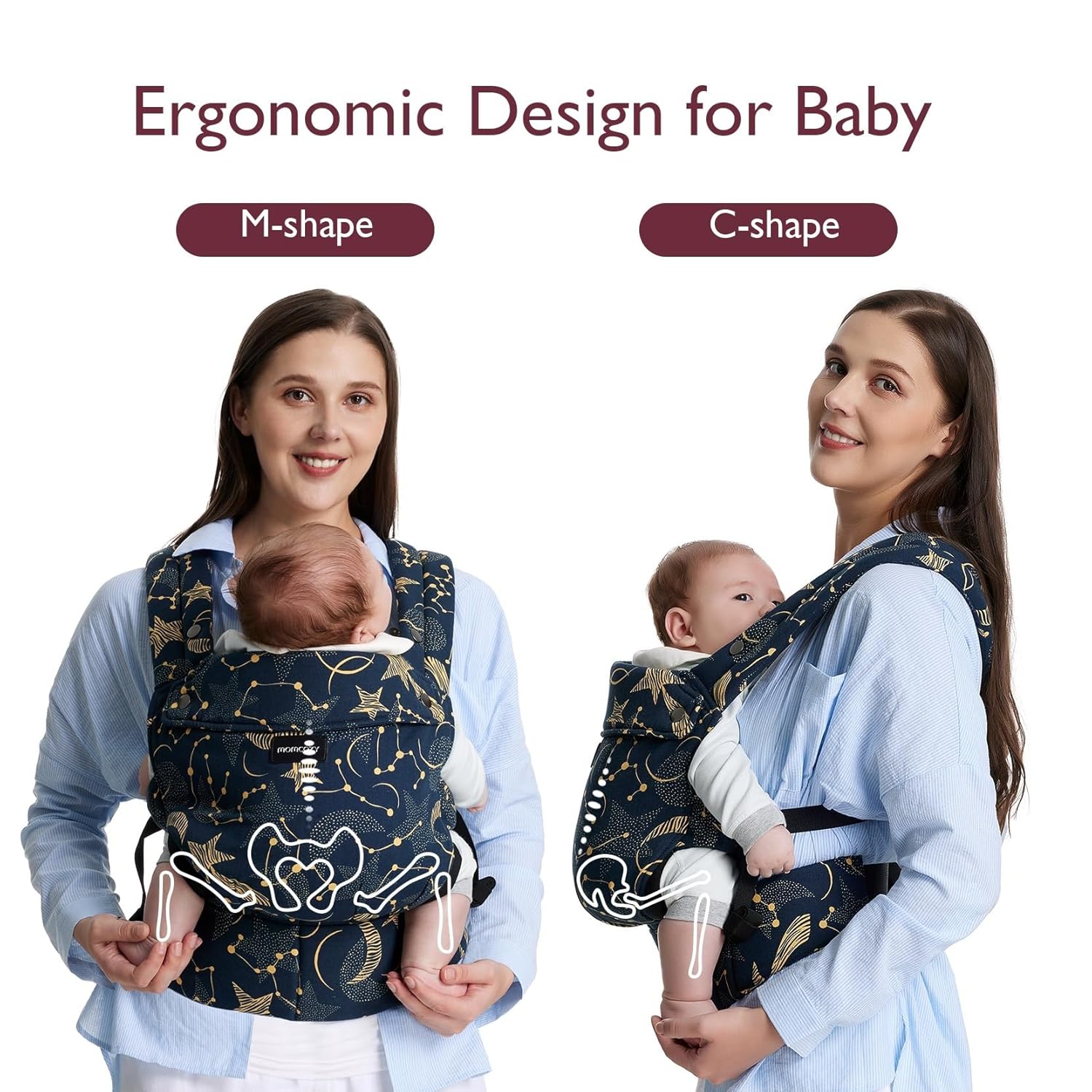 Momcozy Baby Carrier - Ergonomic, Cozy and Lightweight Carrier for 7-44lbs, Effortless to Put On, Ideal for Hands-Free Parenting, Enhanced Lumbar Support, Purehug for Infant to Toddler, Starry Night