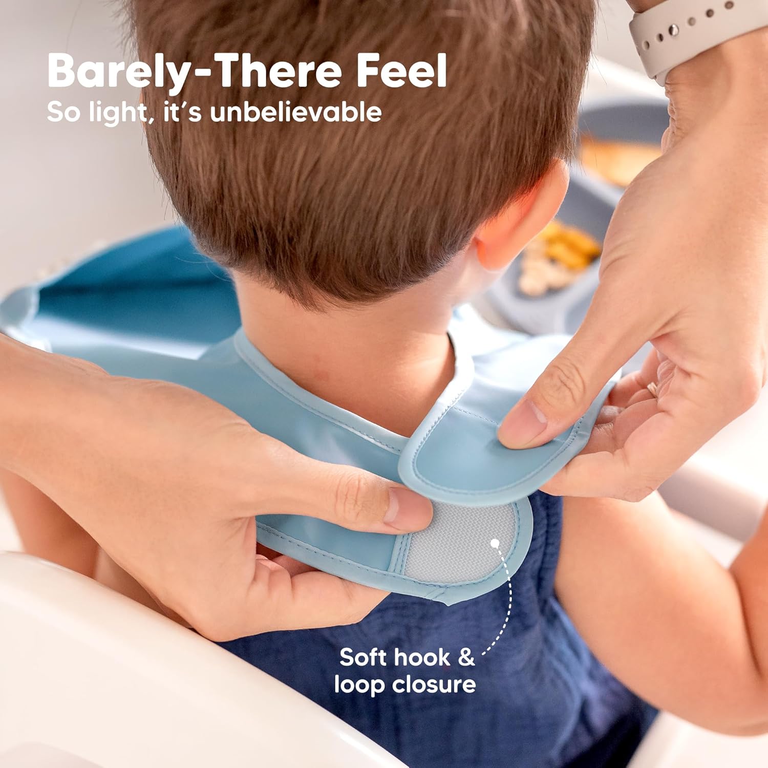 3-Pack Waterproof Baby Bibs for Eating - Lightweight Toddler Feeding Bibs with Large Food Catcher, Mess Proof, Food-Grade Baby Eating Essentials, Easy to Put On & Clean (Basics)