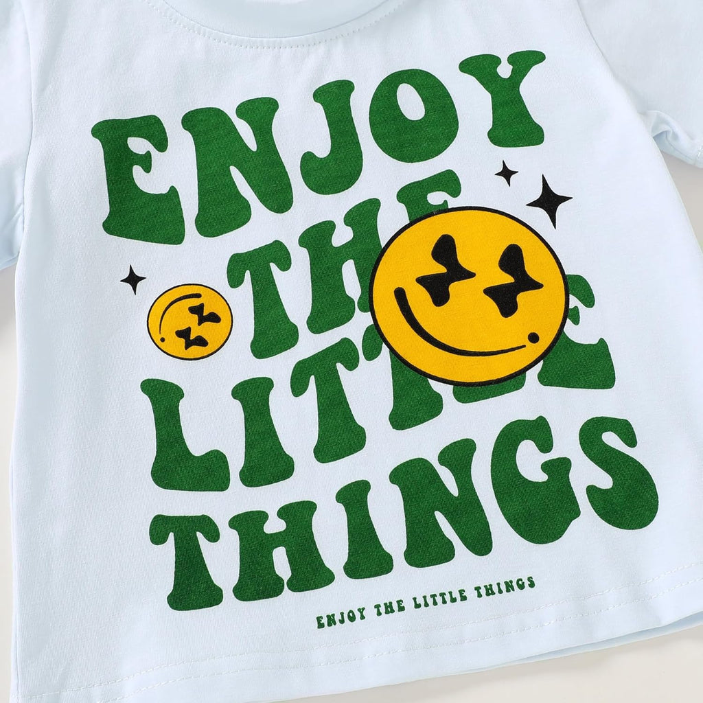 Happy Town Toddler Clothes Baby Boy Girl Smiley Face Shirt Short Sleeve T-Shirt Tee Summer Tops Outfits