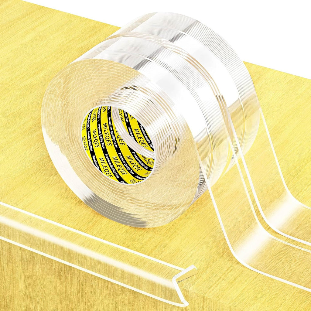 2Pack Clear Edge Protector Strip,1.18in x 16.4FT(32.8FT Total),Sharp Edge Wrap Cover Tape,Self Adhesive Protective Bumper Guards for Cabinet Door Desk Table Furniture,Kitchen Countertop,Waterproof