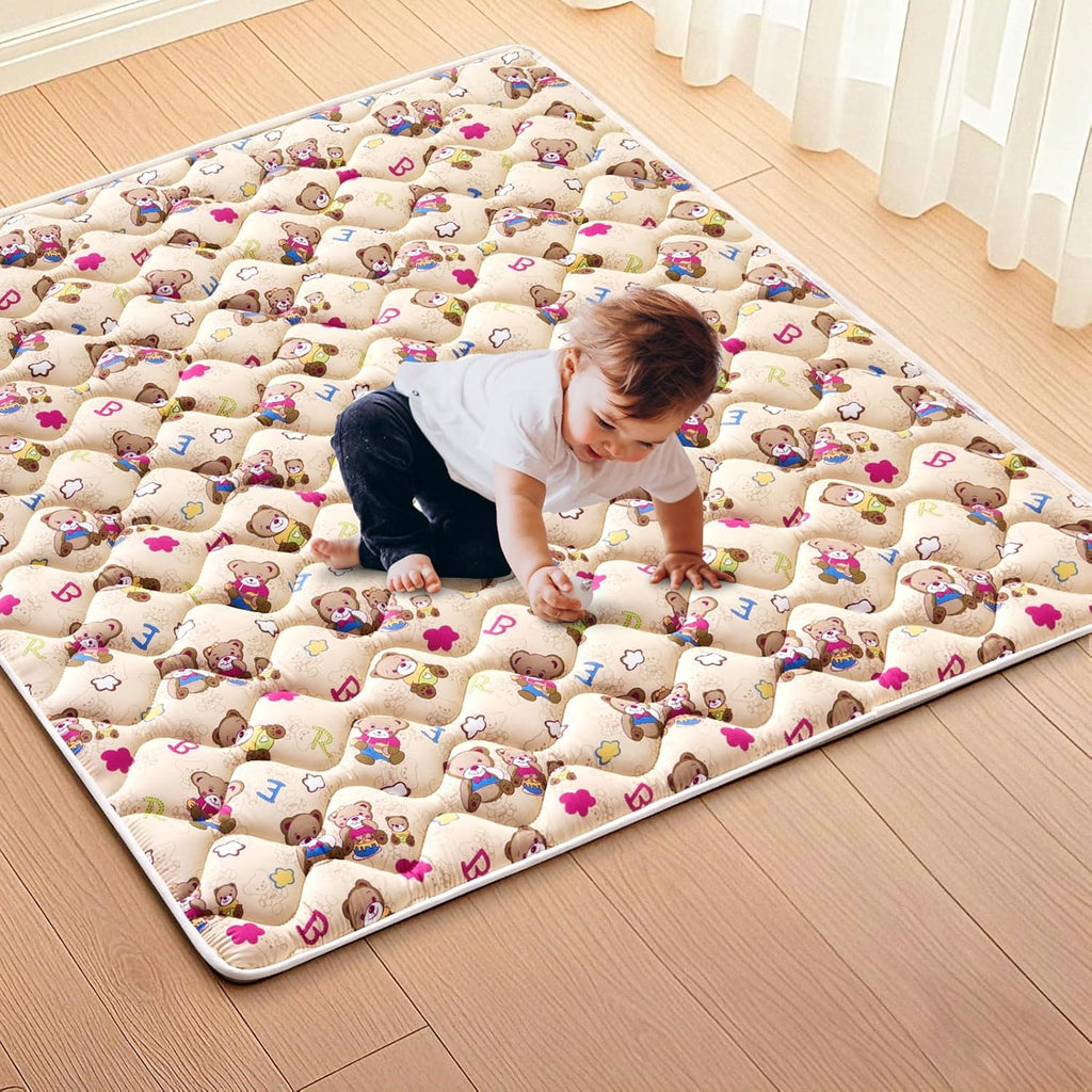 Vibe Bear High-Density Foam Baby Play Mat, 59x59 Inches Thicken One-Piece Comfortable and Soft Baby Playmat, Non Slip Washable Floor Mat for Infants, Toddlers