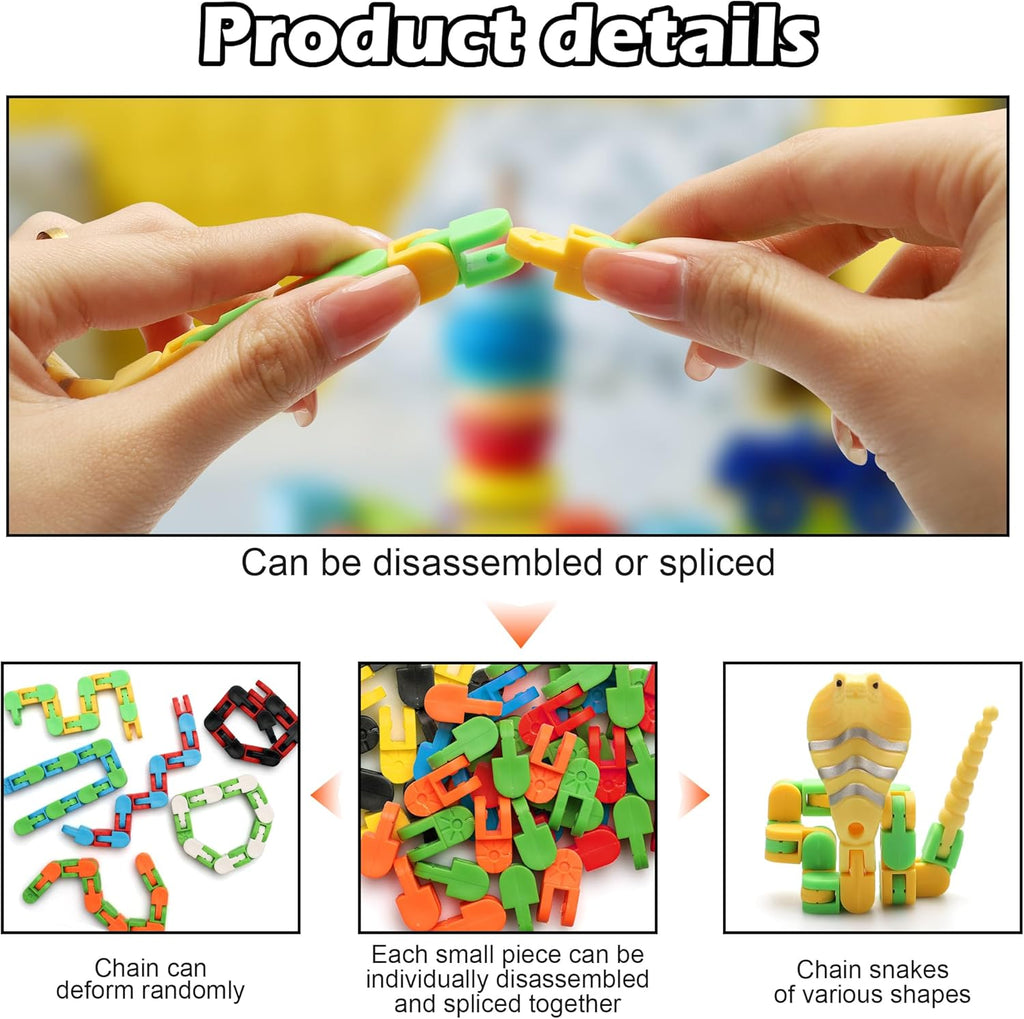 Snake Toys for Kids, Wacky Tracks Snake Fidget Toy for Toddlers, Transformable Snake Toys for Kids Party Favors, Stocking Stuffers, Easter Baskets (Snake, 6 Pack)