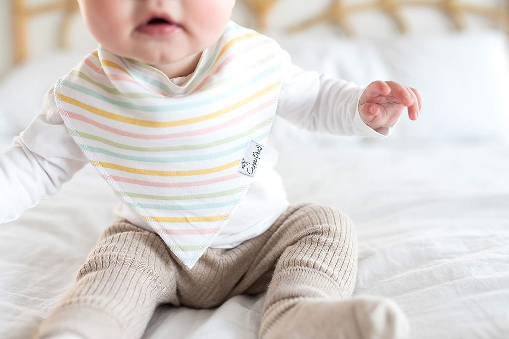 Copper Pearl 6 Pack Soft Cotton Baby Bibs for Drooling and Teething, Absorbent Drool Bibs for Baby Girl, Adjustable to Fit Newborns to Toddlers, Tons of Styles (Sunny Set)