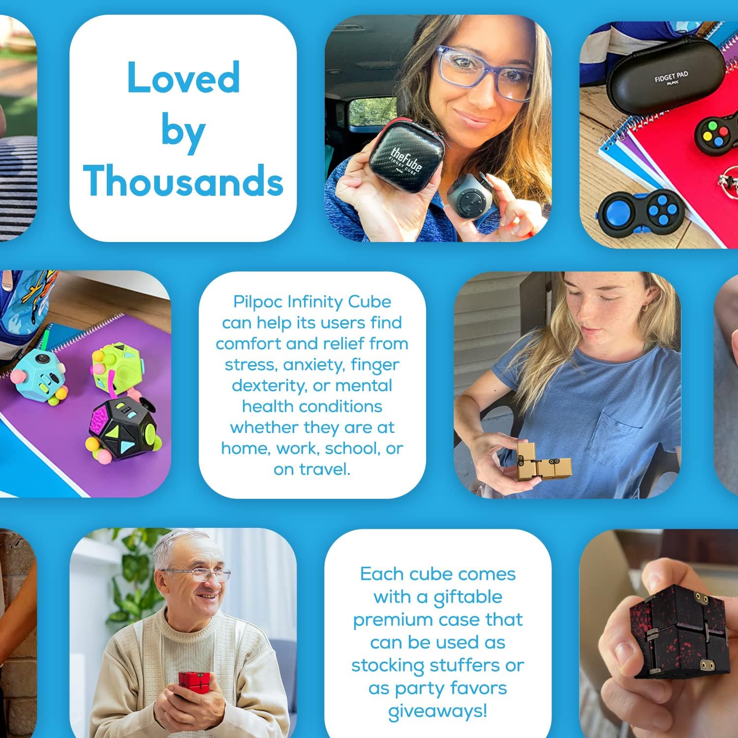 PILPOC theFube Infinity Cube Fidget Desk Toy - Aluminum Infinite Magic Cube with Case, Sturdy, Heavy, Relieve Stress and Anxiety, for ADD, ADHD, OCD (Green)