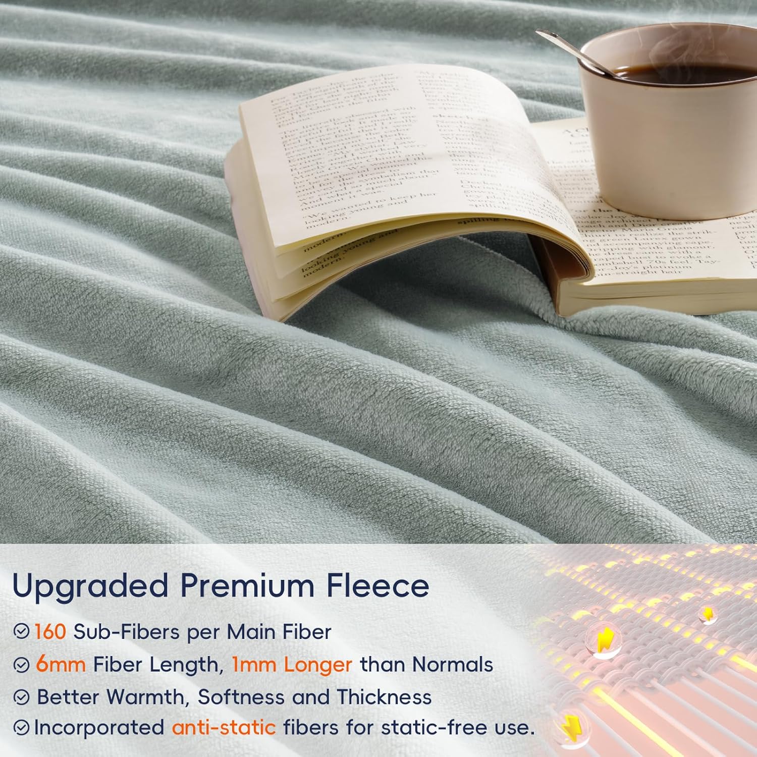 PHF Oversized King Fleece Blanket 120"x120", No Shed No Pilling Big Soft Blanket, Extra Large 10'x 10' Lightweight for Bed, Sofa Travel and Camping, Suitable for All Season, Sage Green