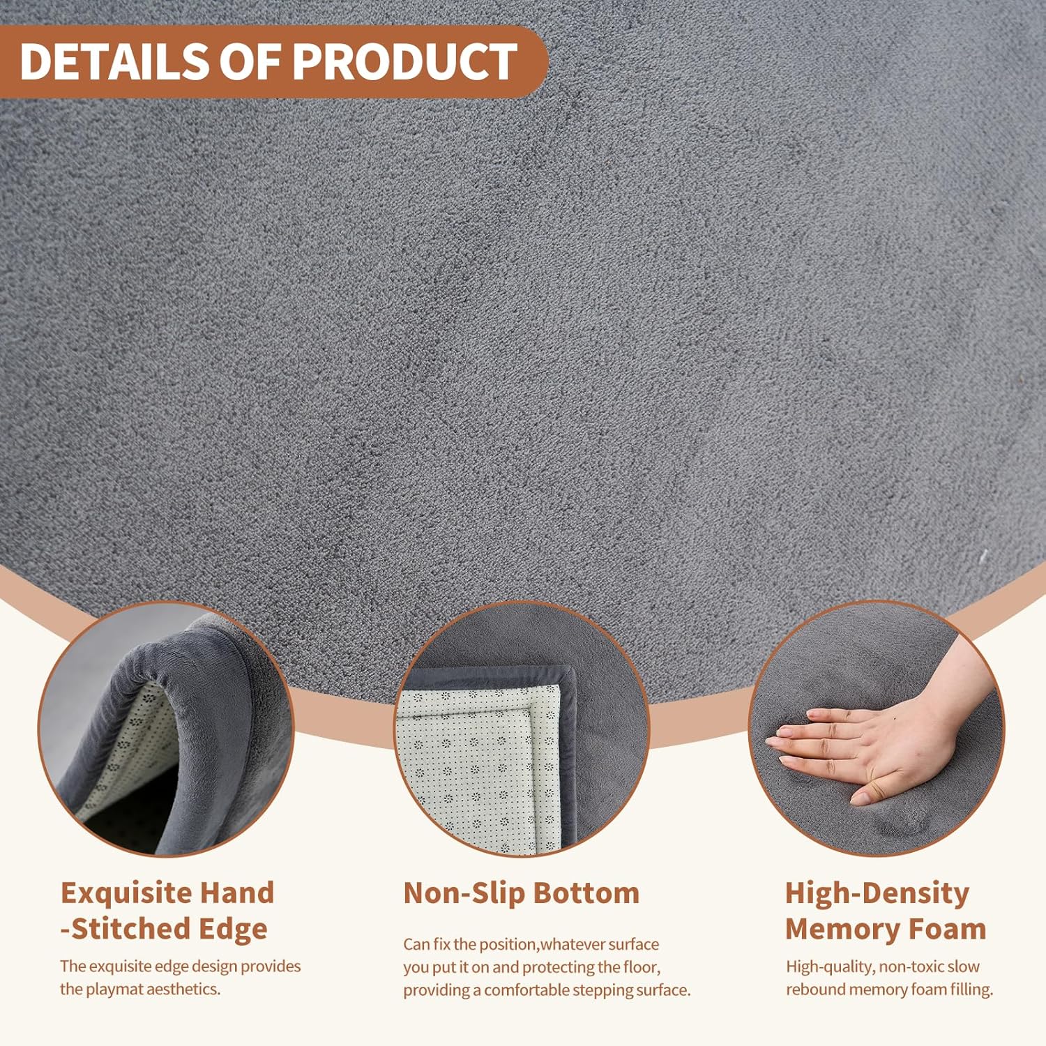 Baby Play Mat for Floor - 1.4" Thick Memory Foam Rug, 70"x59" Playpen Tummy Time Mat, Soft Velvet Nursery Rug, Large Padded Crawling Mat, Cushioned Pads for Playroom Toddlers, Infants, Yoga, Tatami