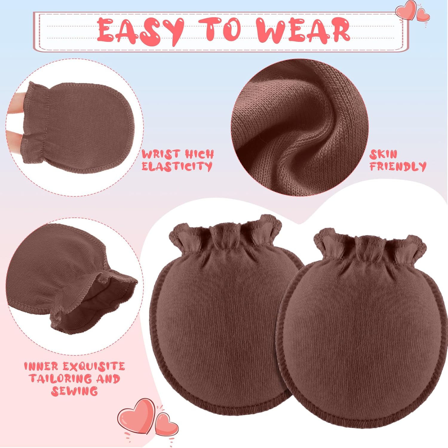 9 Pairs Newborn Baby Boys Girls Mittens 0-6 Months Infant Toddler Mittens No Scratch Solid Color Gloves