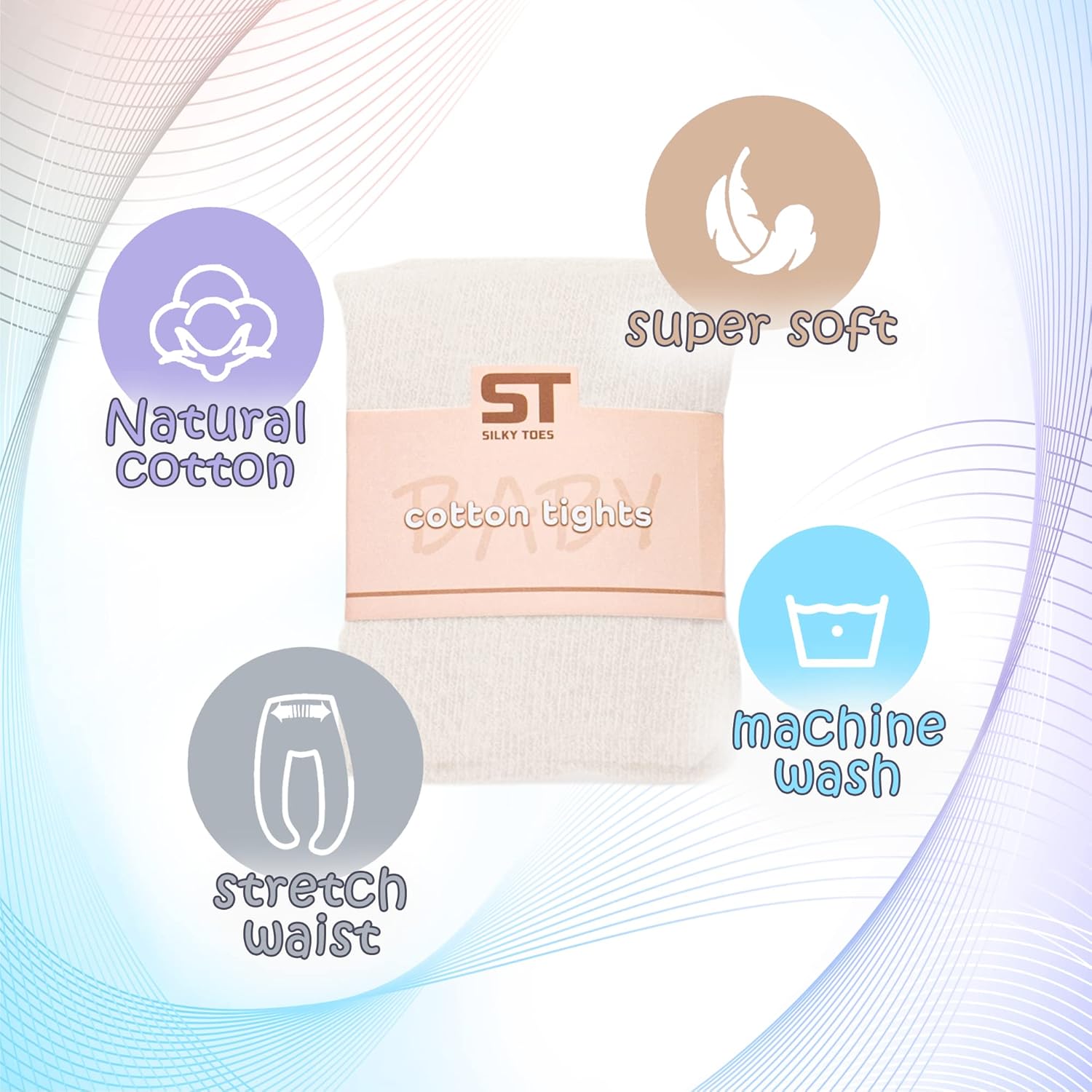 Silky Toes Luxurious Cotton Tights for Baby Girls 1 Pk Cable Knit Winter Footed Leggings