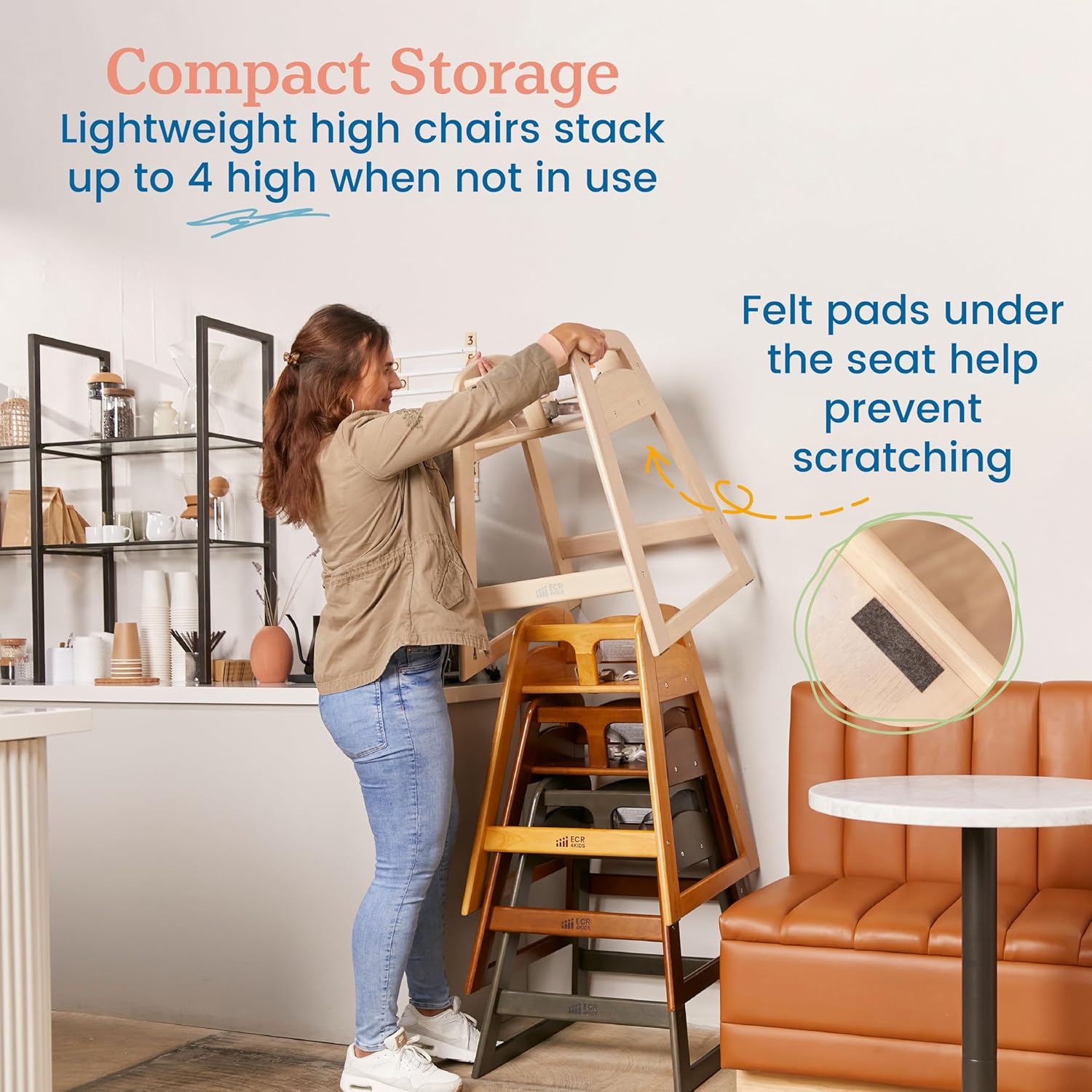 ECR4Kids ASATT High Chair, Toddler Chair, Honey