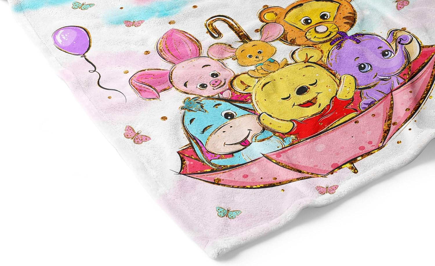 UNIQUE Pink Winnie Ultra Soft Fleece Baby Blanket 30x40in, Cute Winnie Baby Blanket, Girl