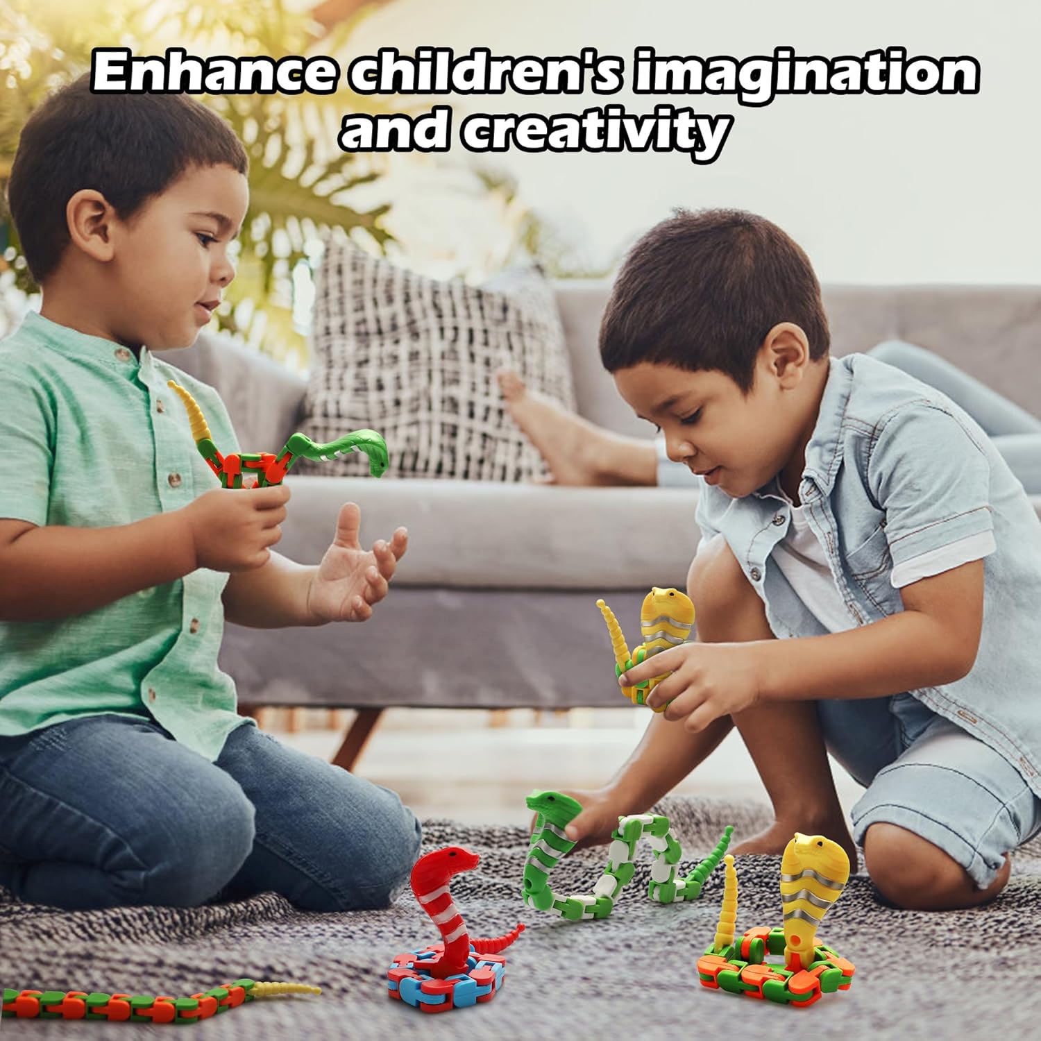 Snake Toys for Kids, Wacky Tracks Snake Fidget Toy for Toddlers, Transformable Snake Toys for Kids Party Favors, Stocking Stuffers, Easter Baskets (Snake, 6 Pack)