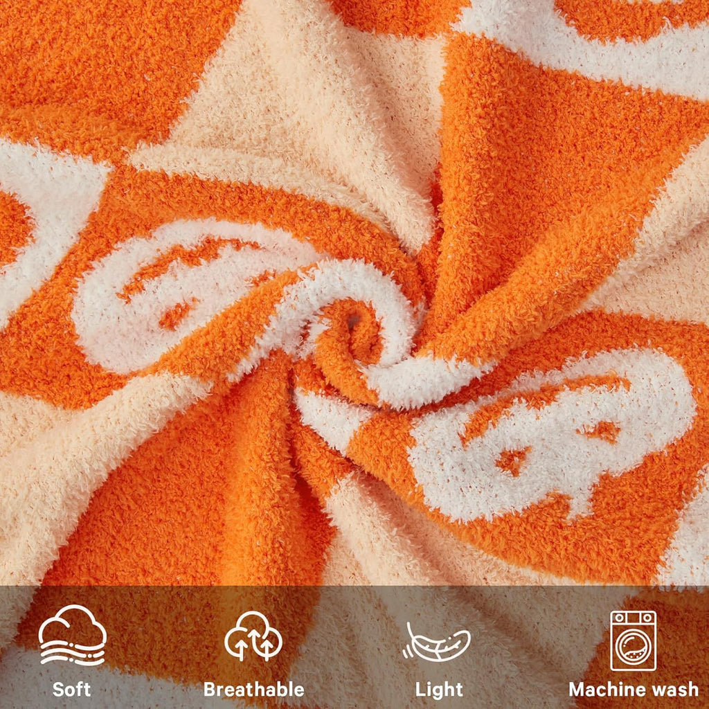 CYMULA Halloween Knit Throw Blanket - Pumpkin Blanket for Couch, Soft Cozy Lightweight Fluffy Blanket for Fall Decor, 60"x80"