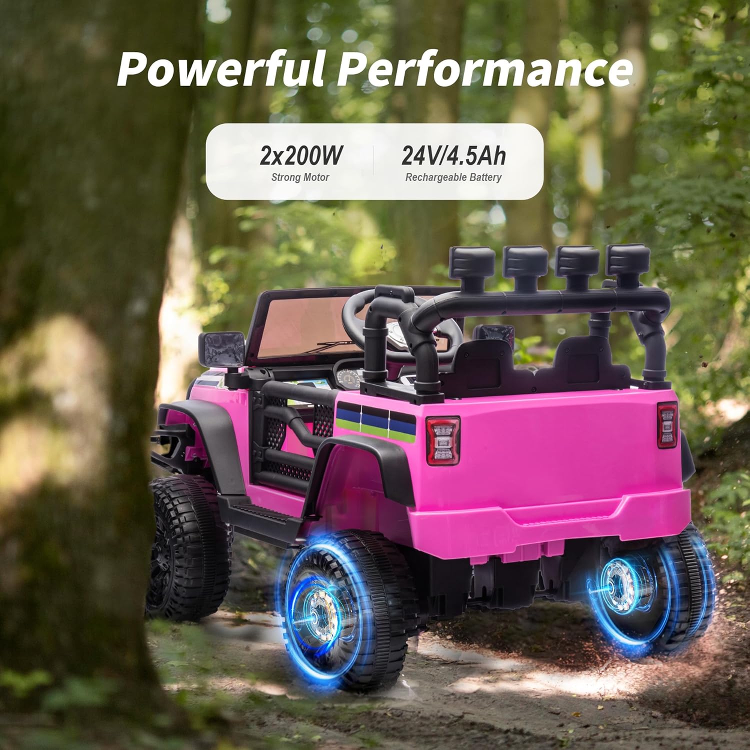 24V Kids Ride on Toy, Kids Electric Vehicles Car Ride on Car Truck for Toddlers with Remote Control, 2x200W Motor - Pink