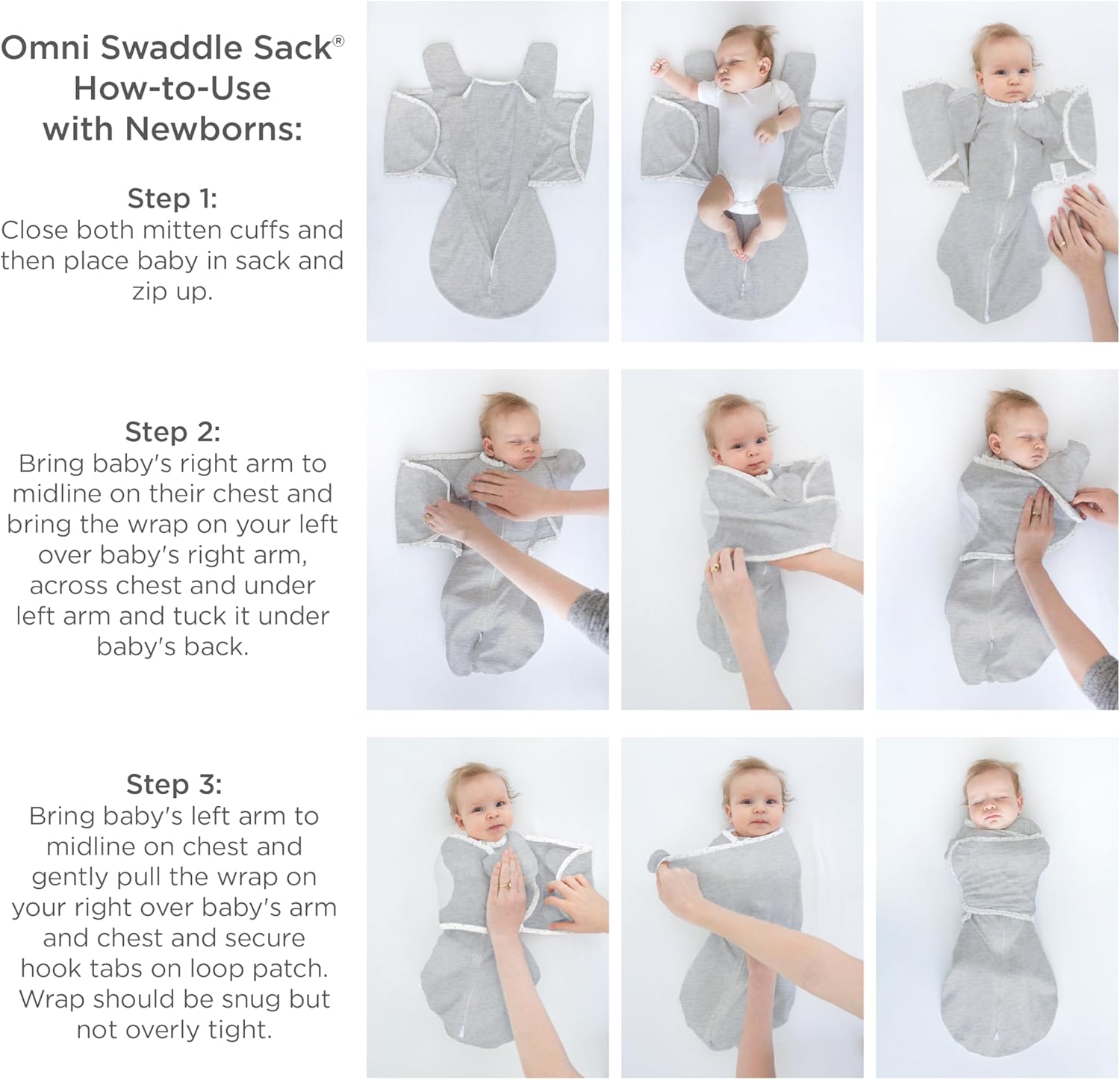 SwaddleDesigns 6-Way Omni Swaddle Sack Arms Up Swaddle for Newborn, More Options to Calm Startle Reflex, Improves Sleep