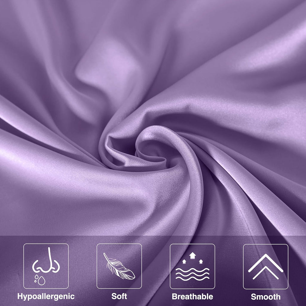 Mulberry Silk Pillowcase for Hair and Skin,Queen Size Cooling Silk Pillow Case with Hidden Zipper,Allergen Proof Dual Sides Soft Breathable Smooth Silk Pillow Cover for Women(Queen,Violet)