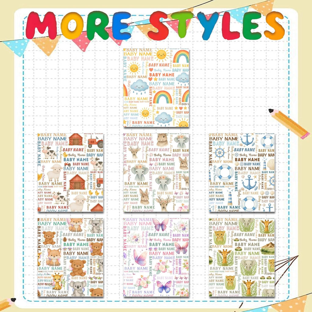 Ship Next Day, Personalized Baby Blanket – Printed in USA, Custom Baby Blanket for Boys & Girls, Baby Blanket with Name, Baby Shower, Easter, Christmas, Birthday Newborn & Toddler Gifts (Style 06)