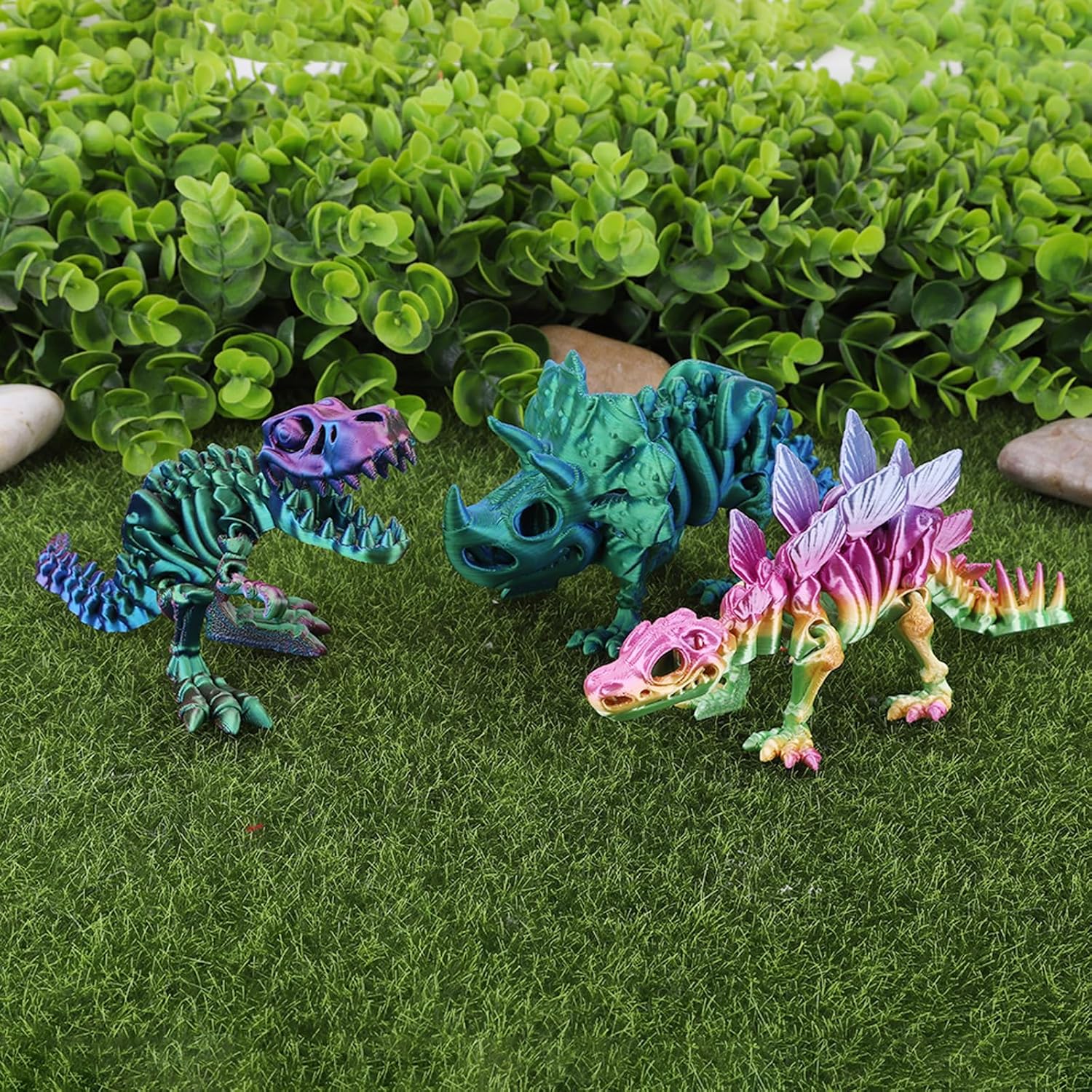 3D Printed Dinosaur Toy, Articulated Tyrannosaurus Rex Stegosaurus Triceratops - Mystery Crystal Dinosaur Flexible Toys,Flexible Fidget Toy for Autism/ADHD,Birthday Gift/Desk Toy/Home Decoration