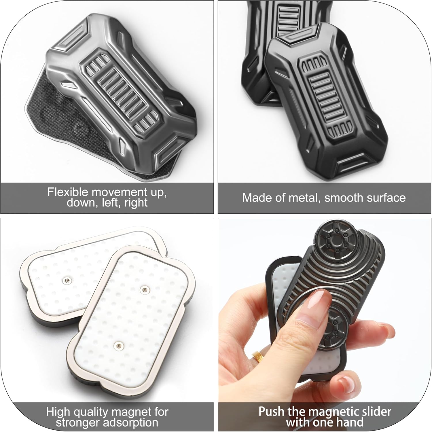 Magnetic Silder Fidget, Slider Fidget Toys for Adults, Metal Fidget Toys for Kids Party Favors, Birthday, Fidgets Toys for Teens (A-Gray)