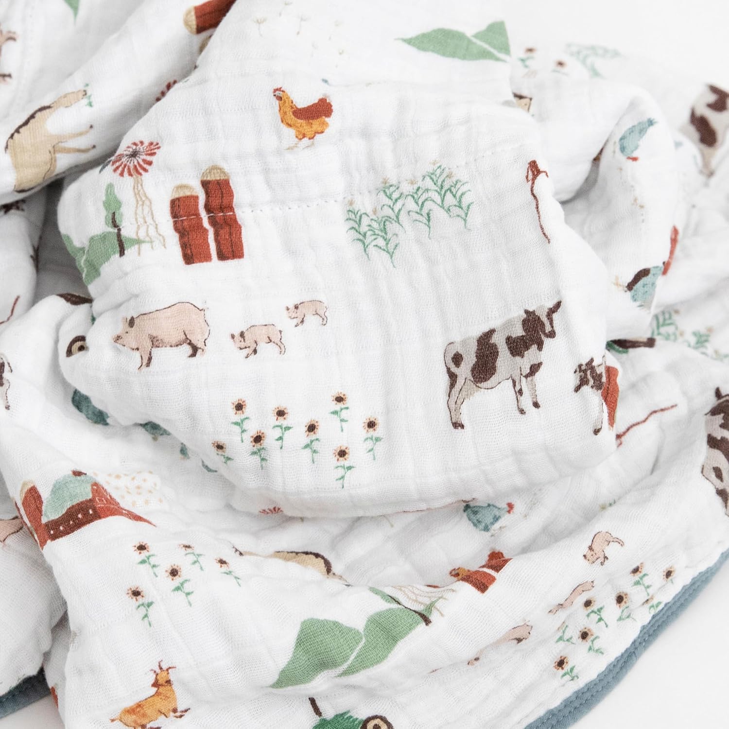 Little Unicorn Original Premium Cotton Quilt | Multi-Layered & Extra-Soft Muslin Fabric |for Babies & Toddlers (Farmyard)