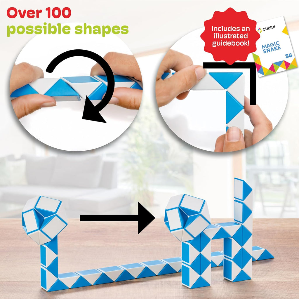 CUBIDI® Magic Snake Cube | Fidget Snake Toy for Kids | Travel Toys for Kids Ages 4-8 | Great Gift for Boys and Girls Birthday, Christmas, Stocking Stuffers - 36 Blocks | 0.9 inch x 0.7 inch | Orange