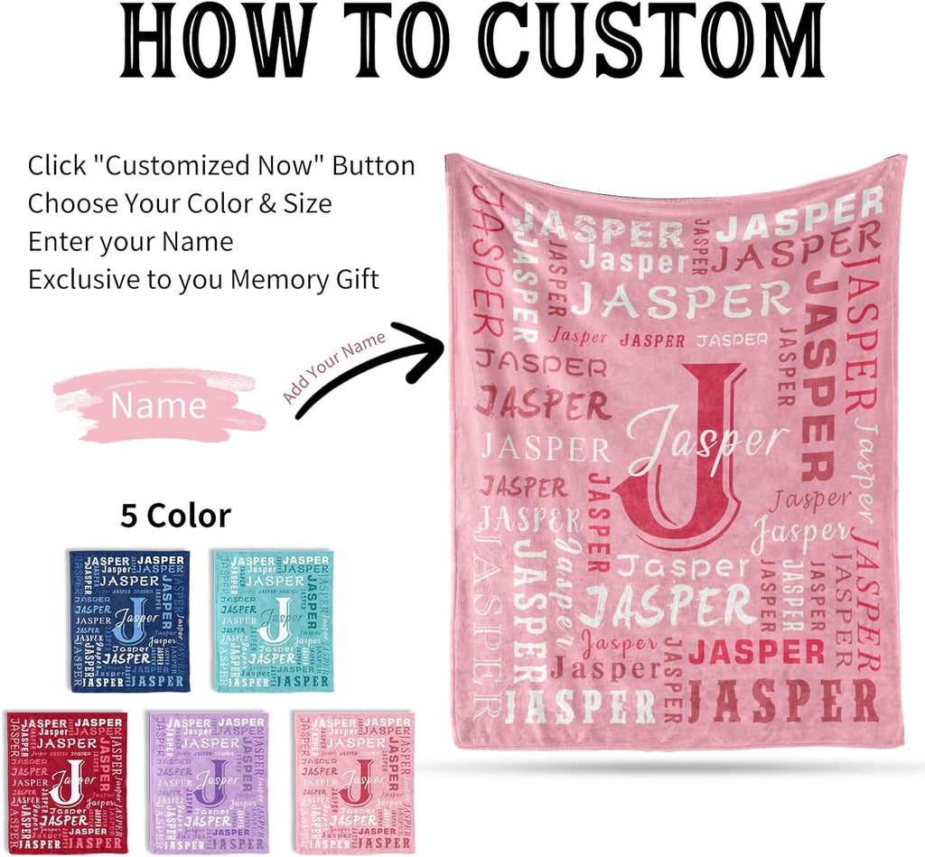 Ship Next Day, Custom Name Blanket - Printed in USA, Personalized Baby Blankets for Girls, Baby Blanket with Name, Ultra-Soft Cozy Fleece Blankets, Gifts for Boys & Girls Kids Teen Girl New Mom