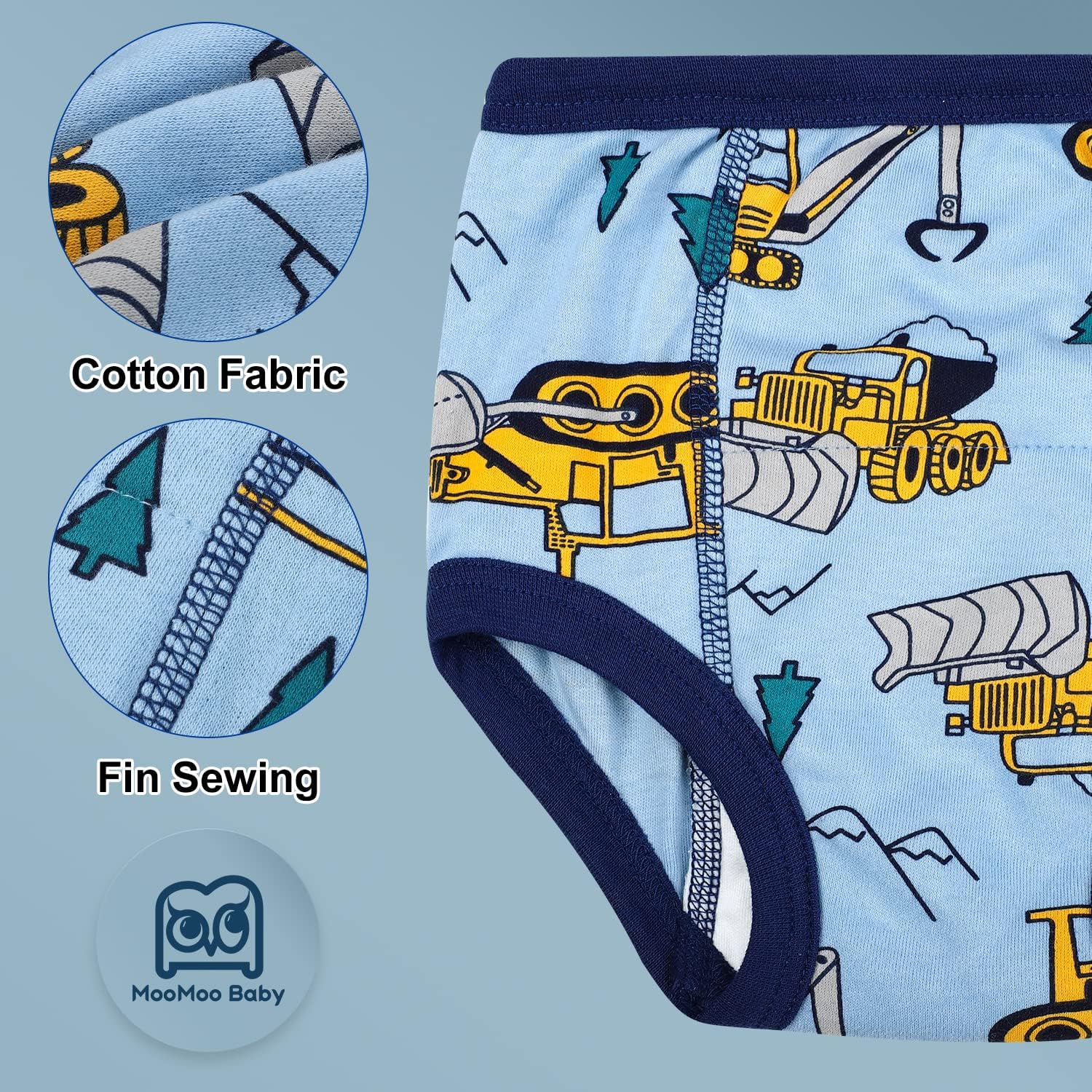 MooMoo Baby Potty Training Underwear 10 Packs Absorbent Toddler Training Pants for Boys and Girls Cotton Pee Pants 2T-9T