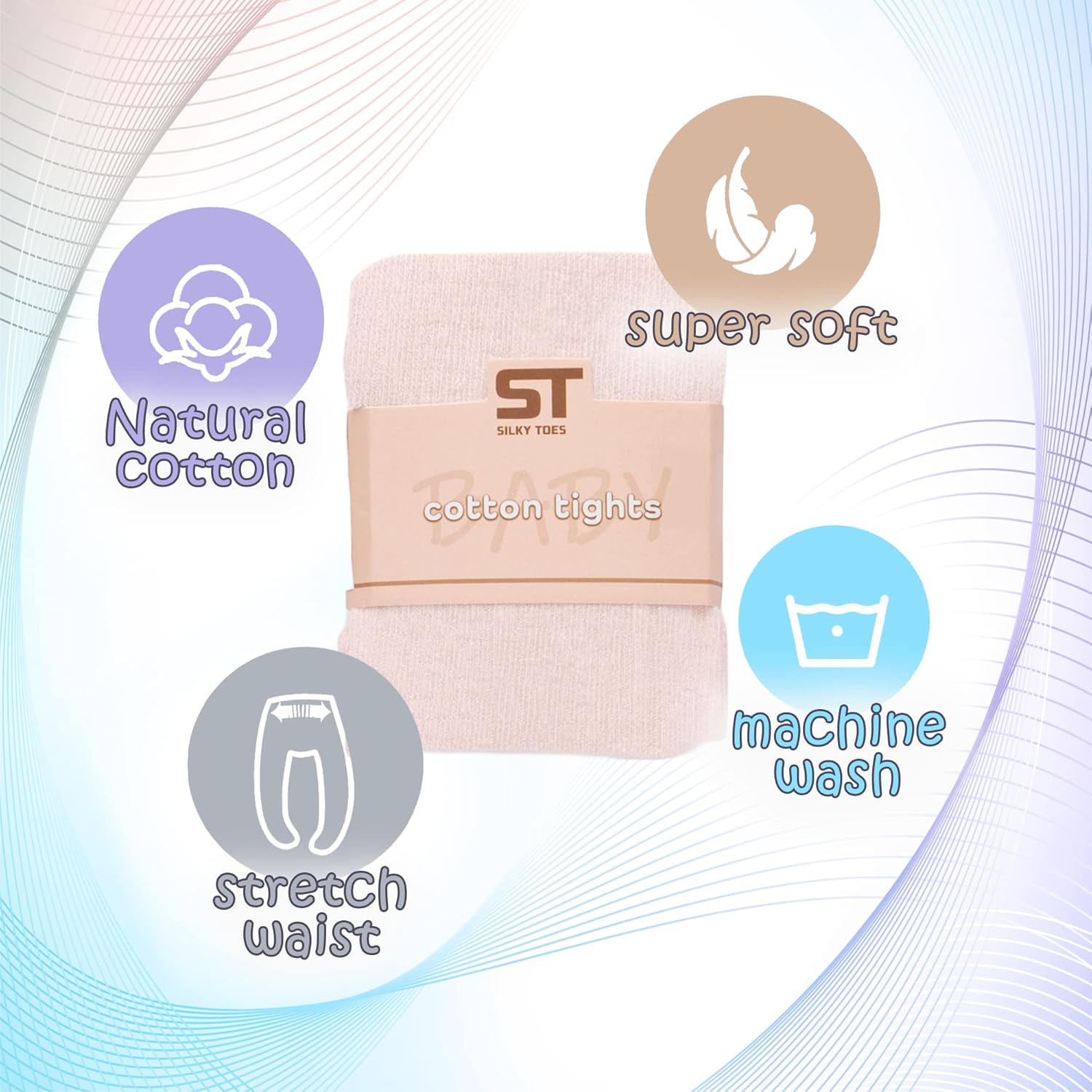 Silky Toes Luxurious Cotton Tights for Baby Girls 1 Pk Cable Knit Winter Footed Leggings