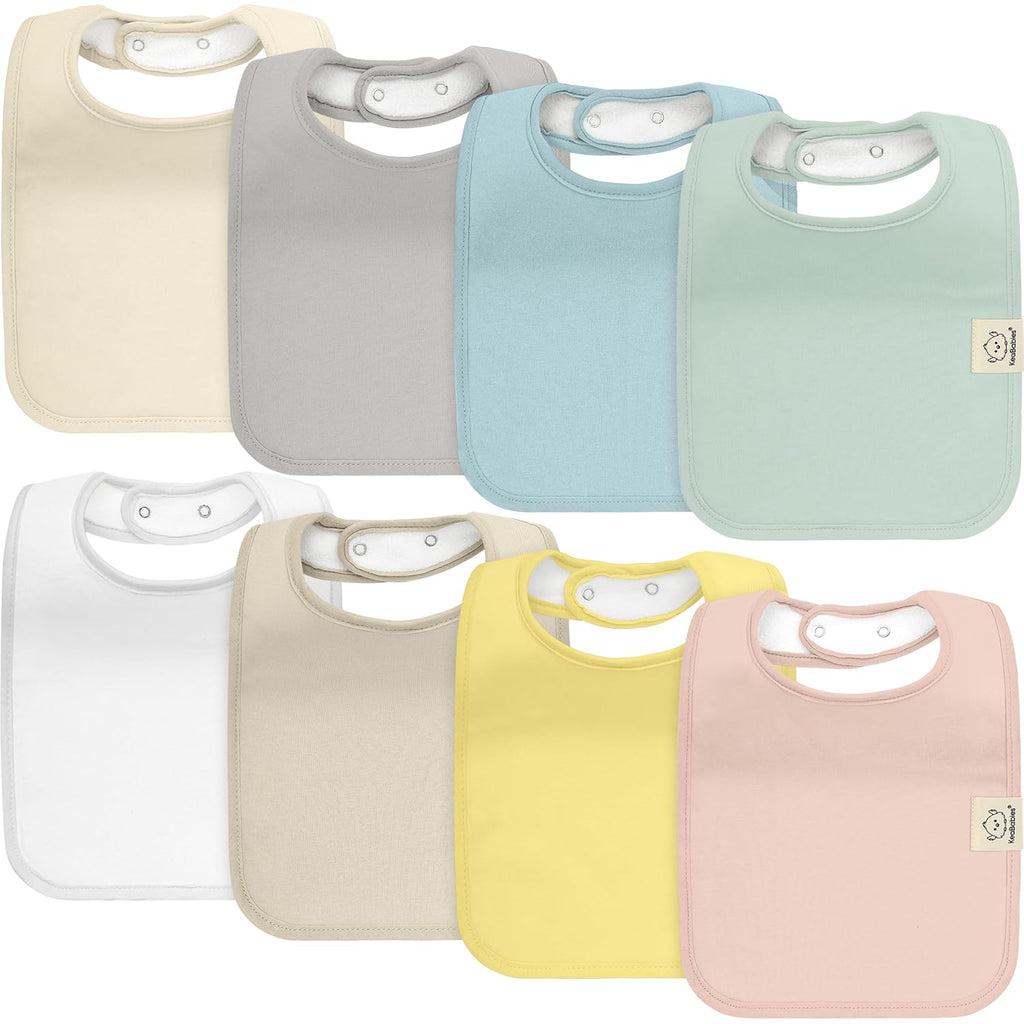 KeaBabies 8-Pack Organic Baby Bibs for Boys, Girls - Super Absorbent Cotton Drool Bibs for Baby Girl & Boy, Teething Toddler, Drooling Newborn, Ultra Soft & Machine Washable (Dawn)