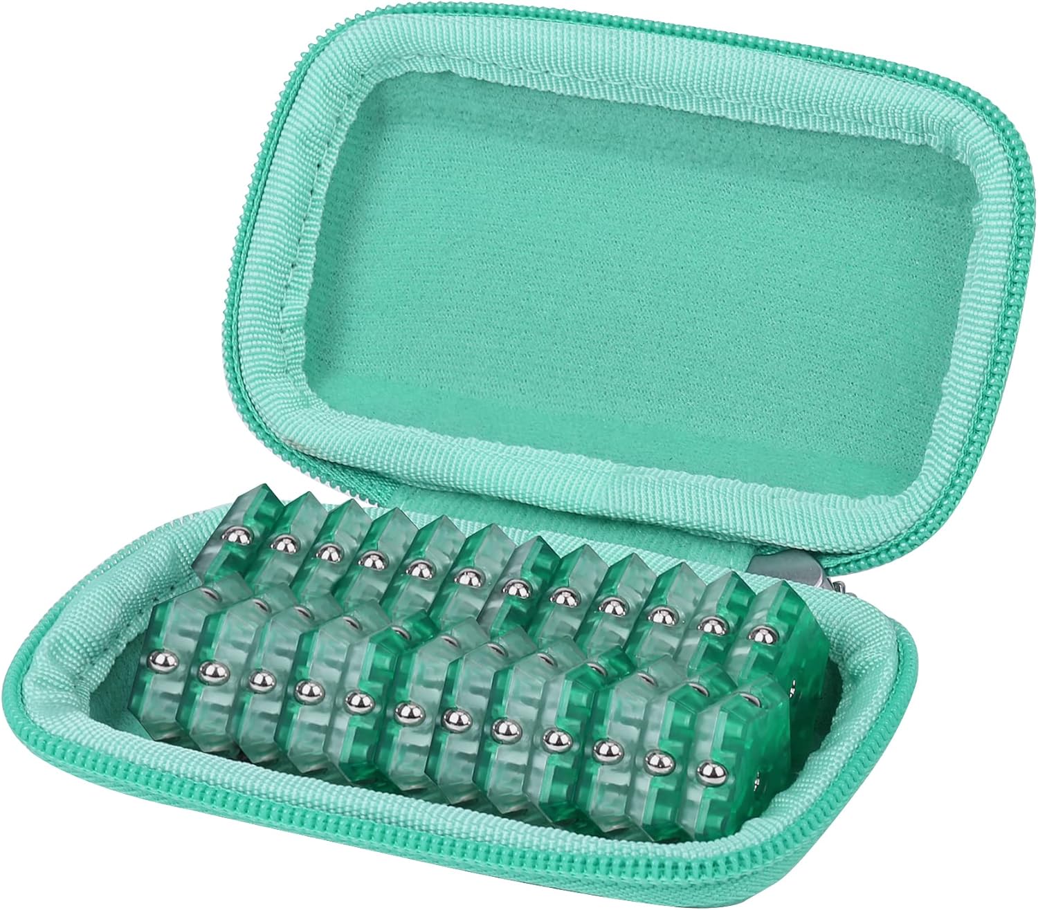 khanka Hard Carrying Case Replacement for Speks Geode Magnetic Fidget Sphere - Pentagons 12-Piece Set - Slate, Holds 24 pieces Magnetic Fidget Sphere, Case Only (Teal)