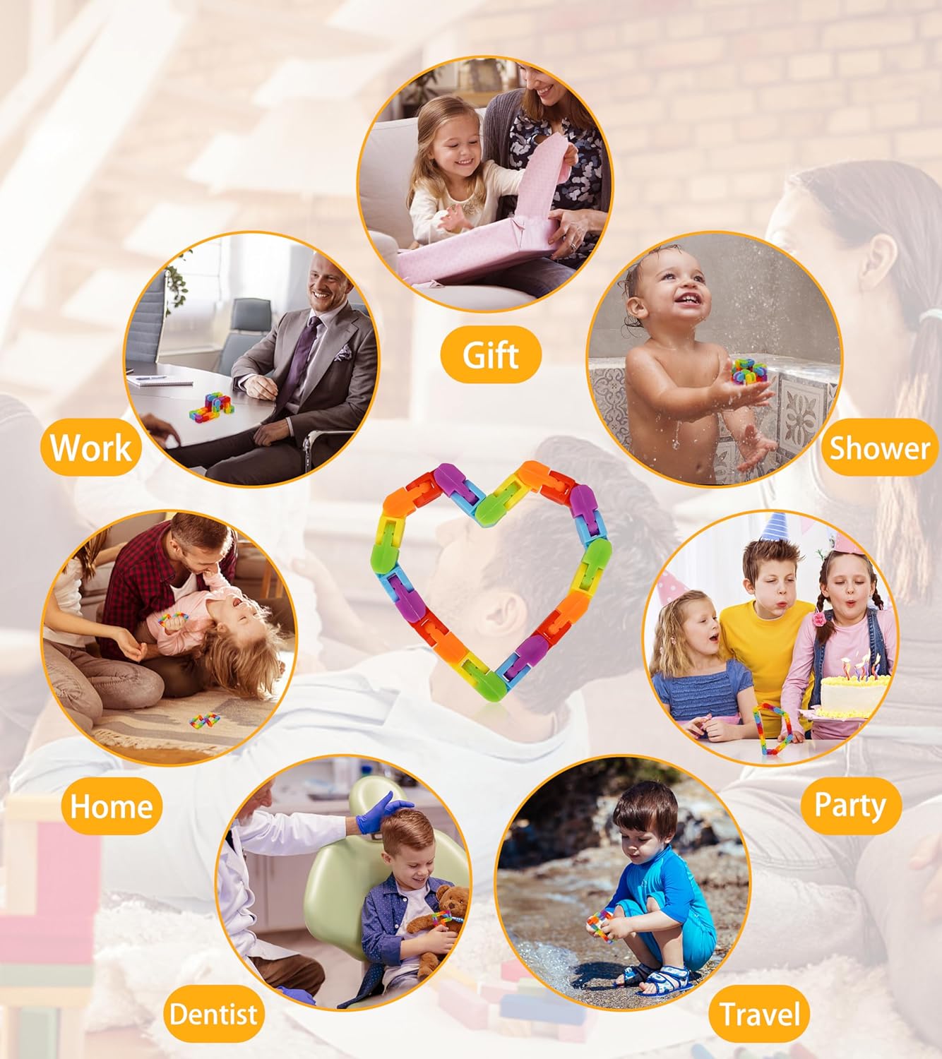 Ganowo 18 Pack Wacky Tracks - Rainbow Color Snap Click Fidget Toys for Kids Adults ADHD Finger Sensory Autism Stress Relief