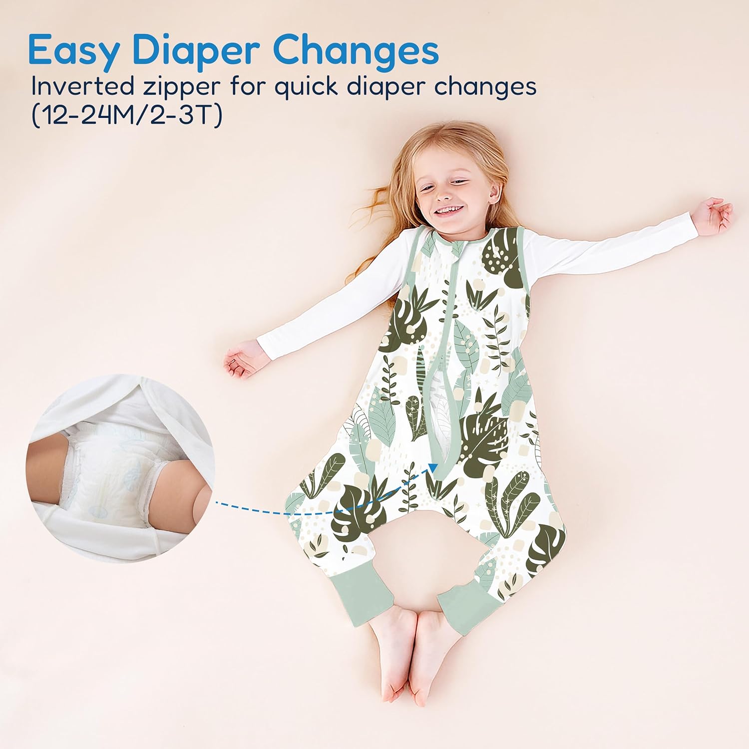 TotAha Toddler Sleep Sack with Legs, 0.5 TOG Light and Soft Baby Sleeping Bag, Walker Sleep Sack for Babies 12-24M, 2T-3T