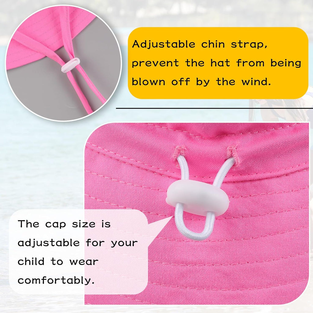 Peecabe Summer Baby Sun Hat for Boys Girls UPF 50+ Wide Brim Toddle Bucket Hat Adjustable Baby Beach Cap 0-8 Years