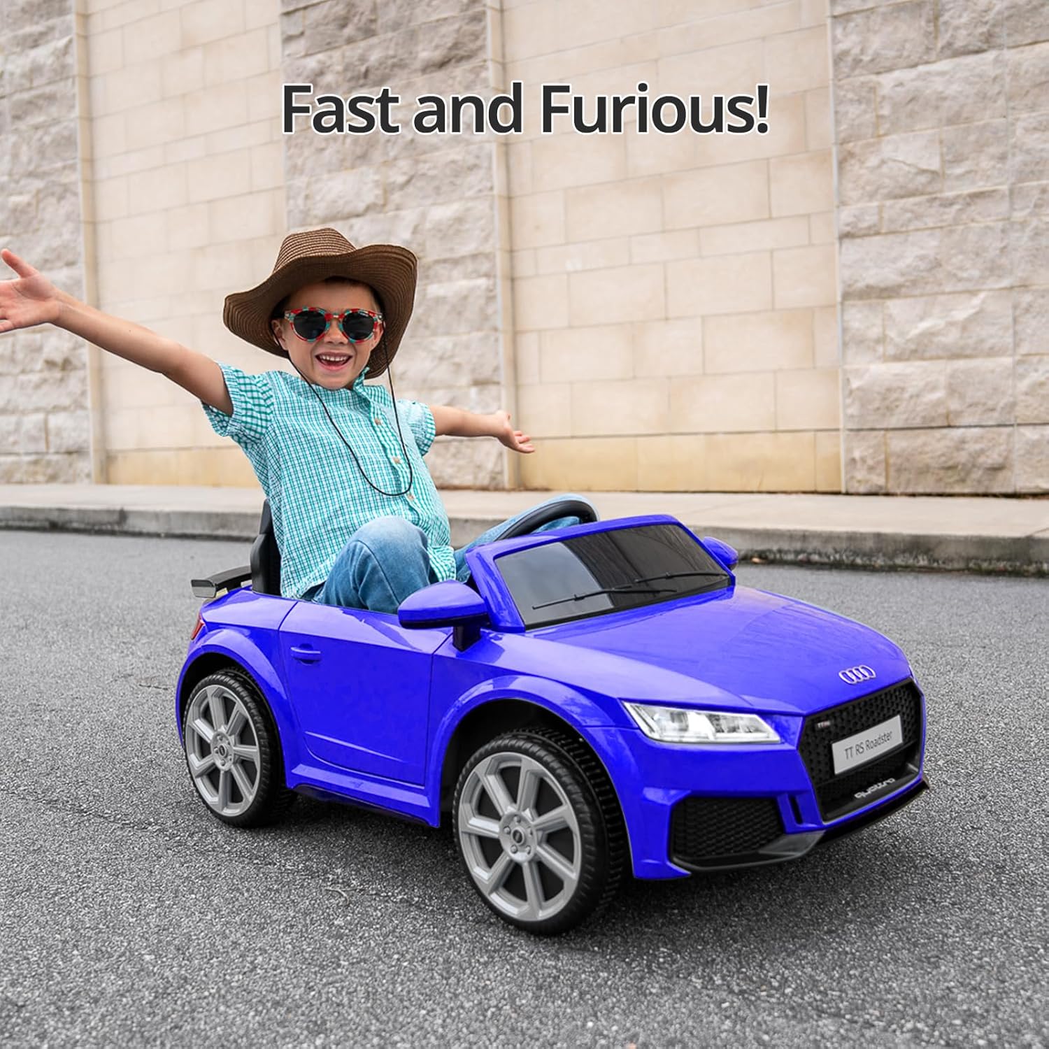 Kids Electric Car, Licensed Audi 6V Kids Ride on Toy Car for Toddlers with Remote - Dark Blue