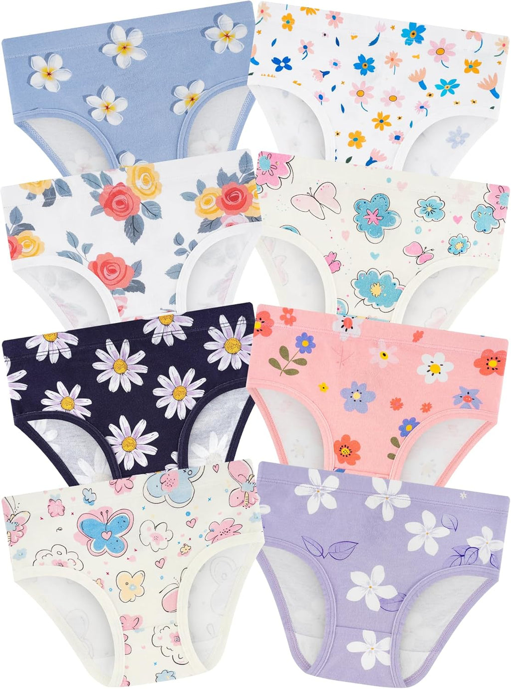 Girls' Underwear,Soft Cotton Tagless Panties for Toddlers' & Little Kids' Comfort,Breathable Briefs,8-Pack