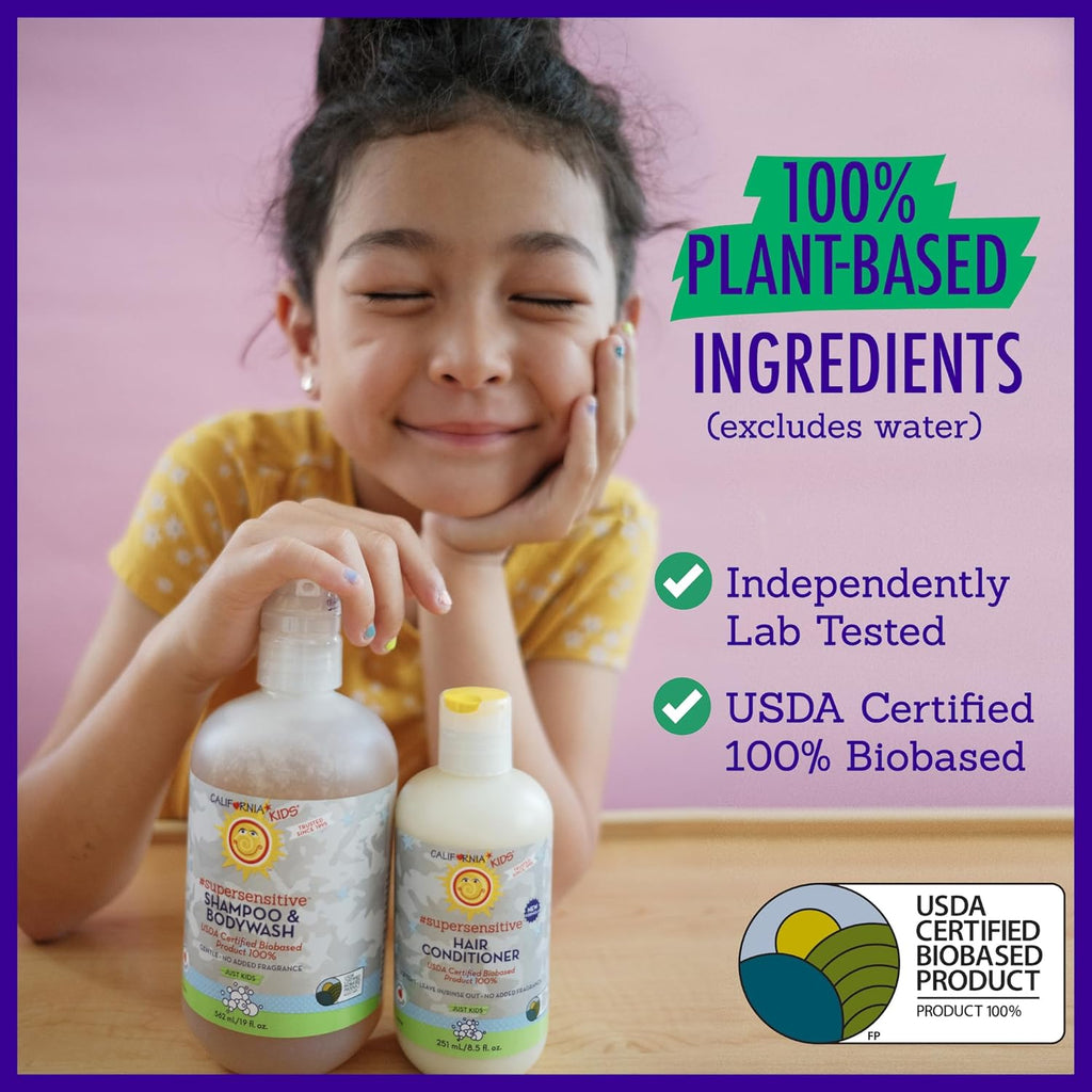 California Kids Conditioner | Super Sensitive | Unscented | 100% Plant-Based | Rinse-out or Leave in Conditioner | Moisturizing | 251 ml / 8.5 oz