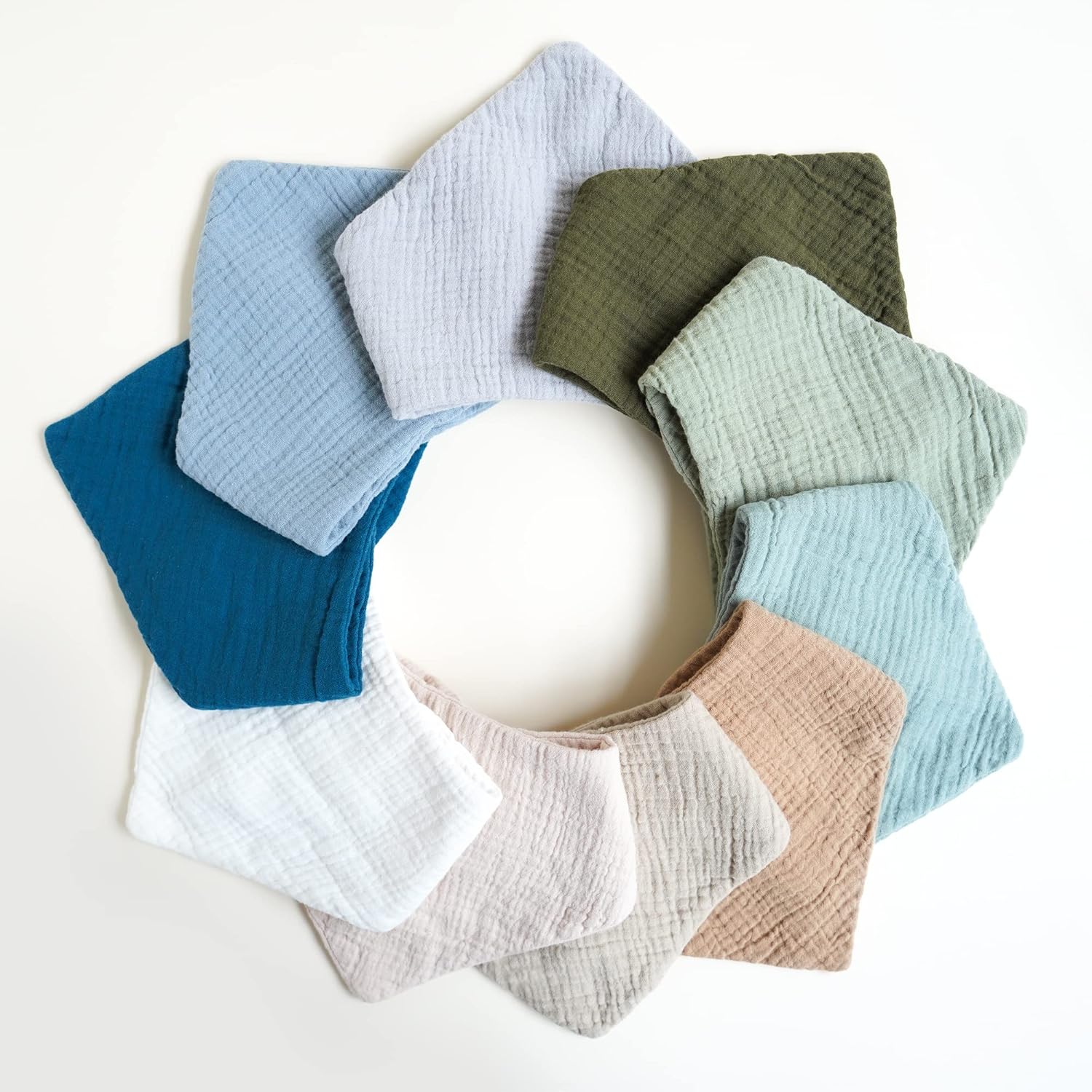 Konssy Muslin Baby Bibs 10 Pack Baby Bandana Drool Bibs 100% Cotton for Unisex Boys and Girls, Soft Absorbent Set for Teething and Drooling