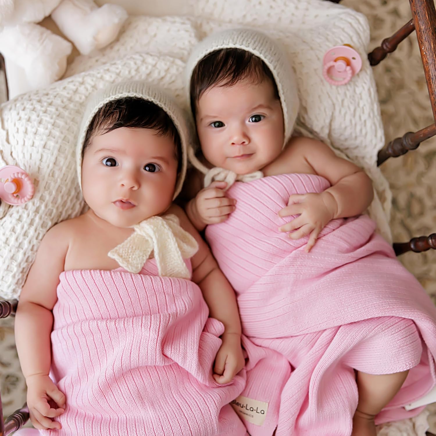 Organic Ribbed Swaddle Blanket for Boys & Girls - 100% Luxury Organic Soft Cotton Knit Warm Cozy Cuddle Stroller Crib Blanket for Newborns, Infants, & Toddlers (Bubblegum)