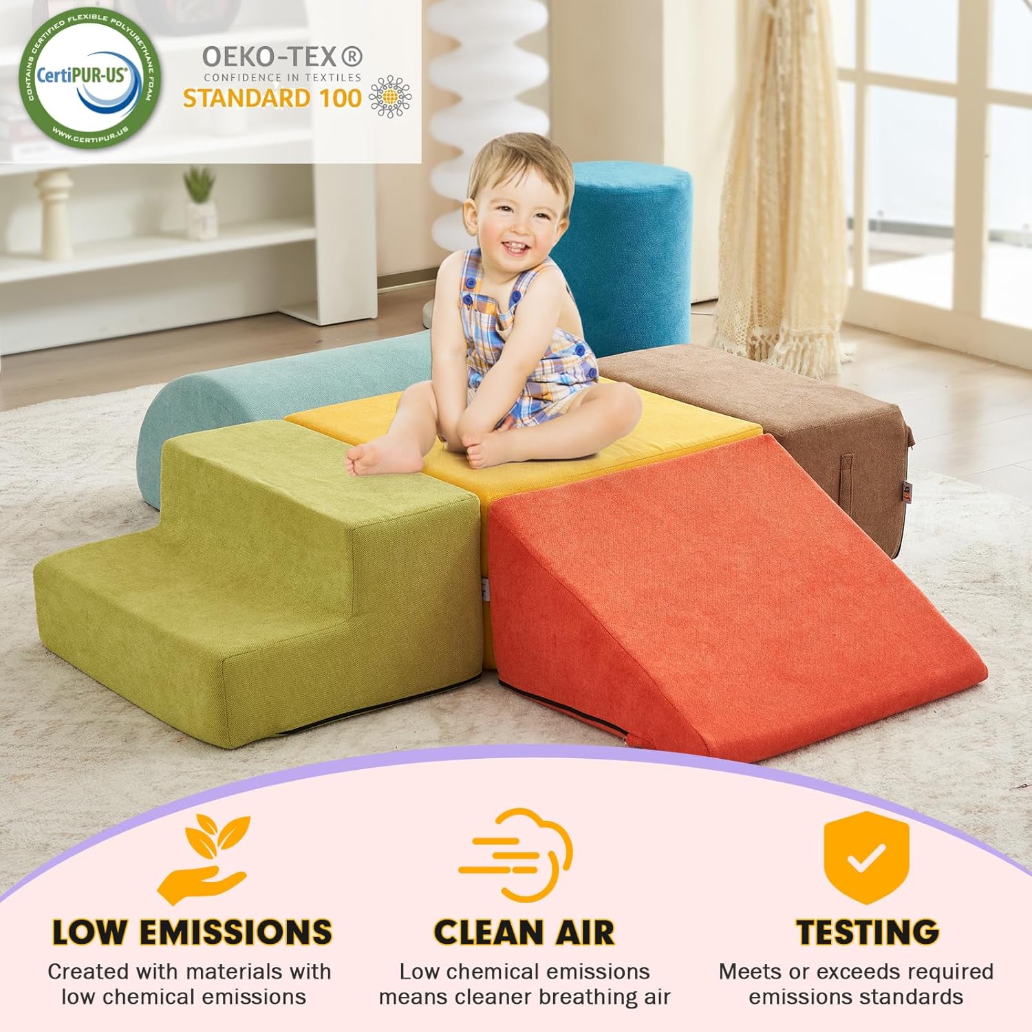 6Pcs Indoor Soft Play Equipment, Toddler Climbing Toys