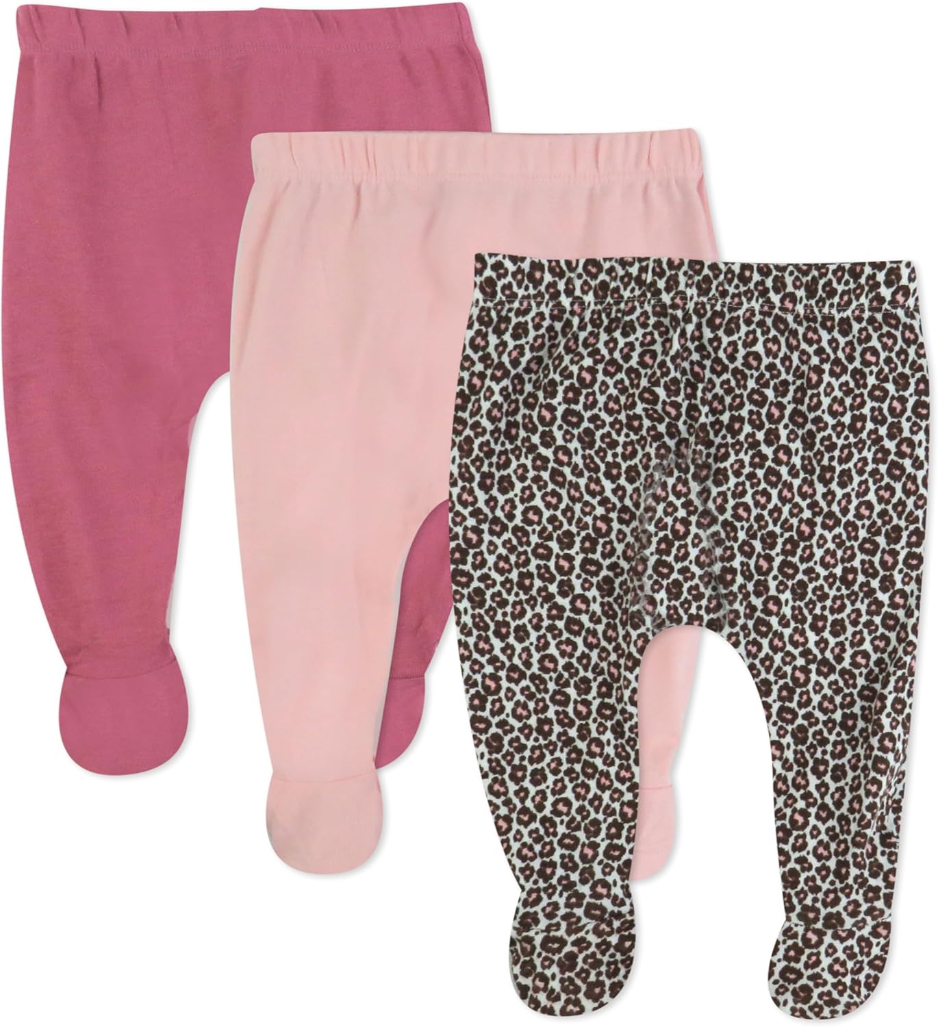 HonestBaby 3-pack Footed Pants Roomy Fit Pull on Bottoms 100% Organic Cotton for Infant Baby Boys, Girls, Unisex