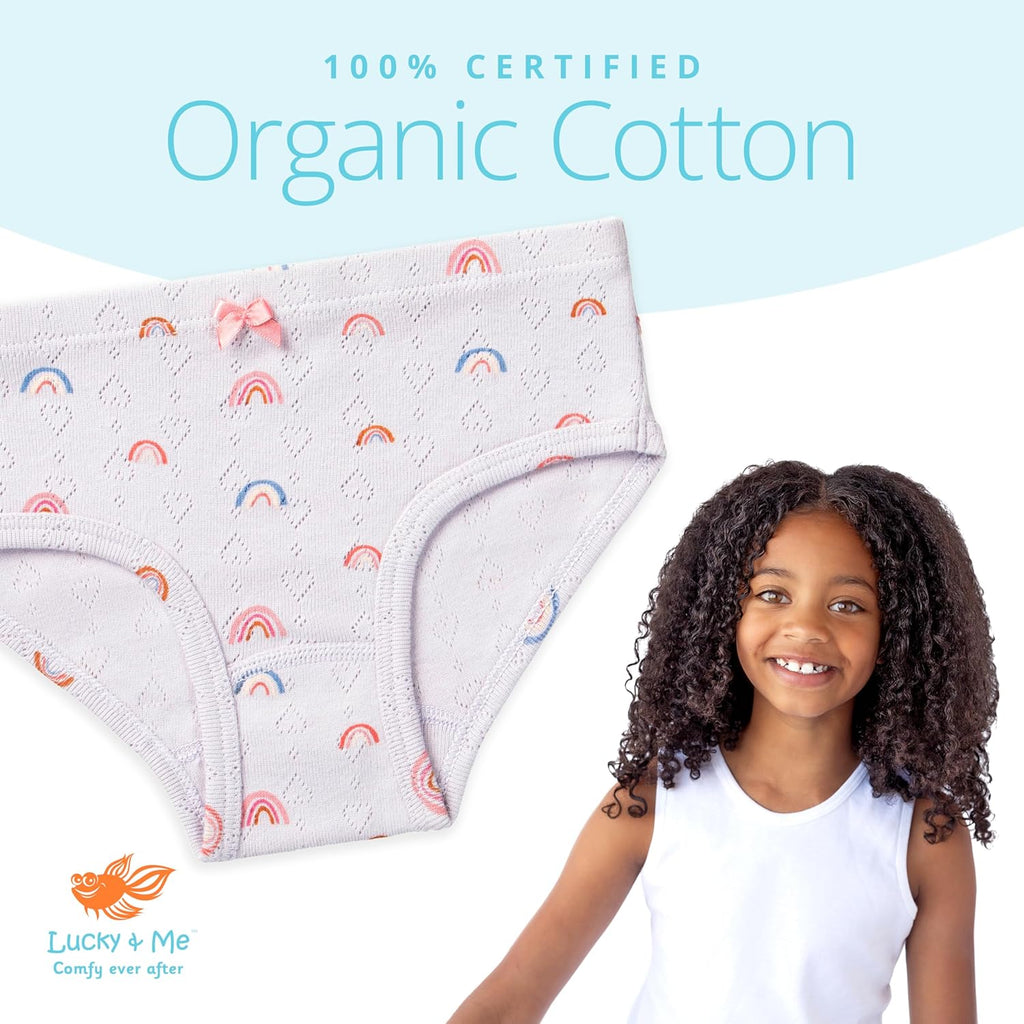 Lucky & Me Erica Girls Bikini 100% Organic Cotton Children's Underwear 6 Pack